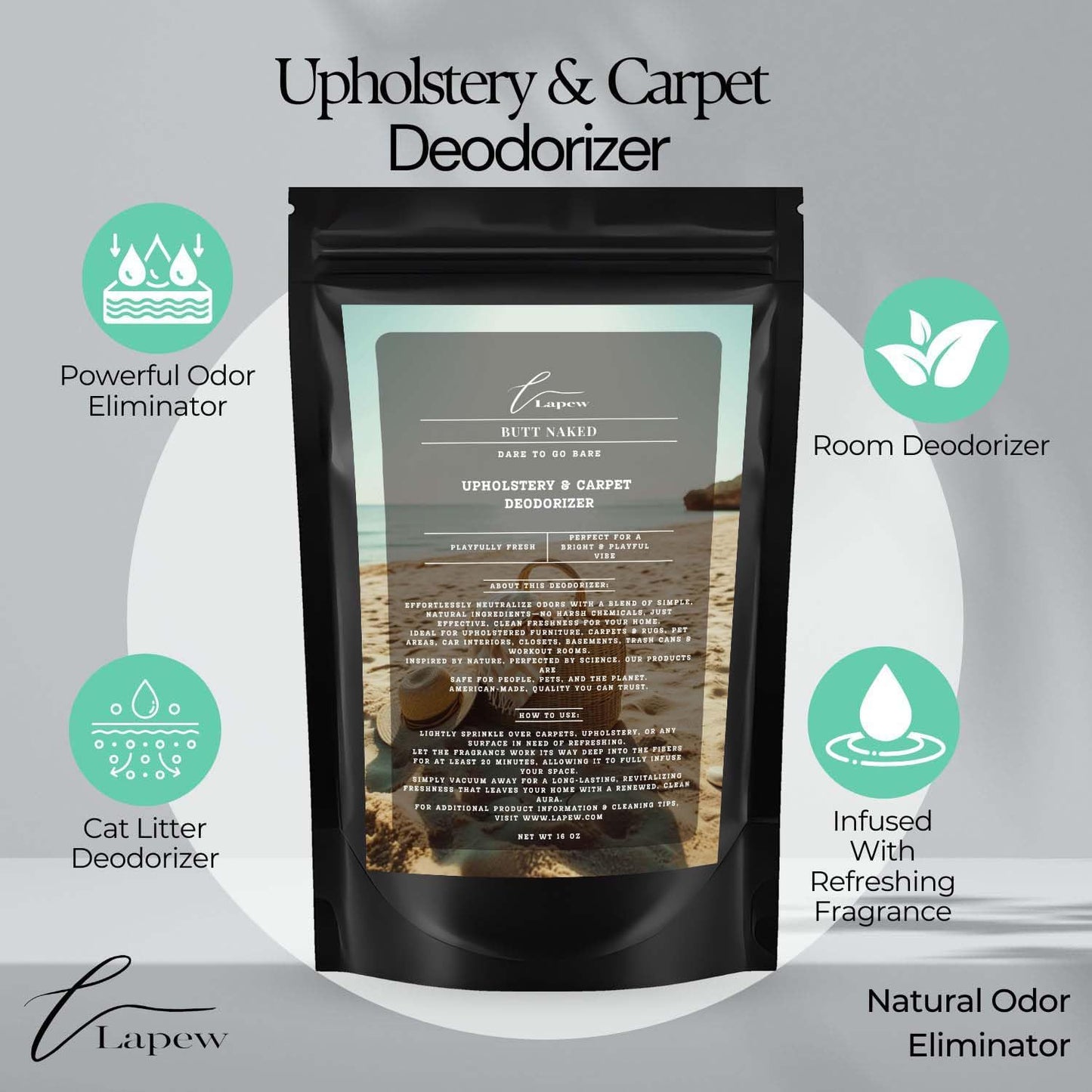 Butt Naked Carpet Freshener Powder: Powerful Odor Eliminator for Home, Upholstery Deodorizer