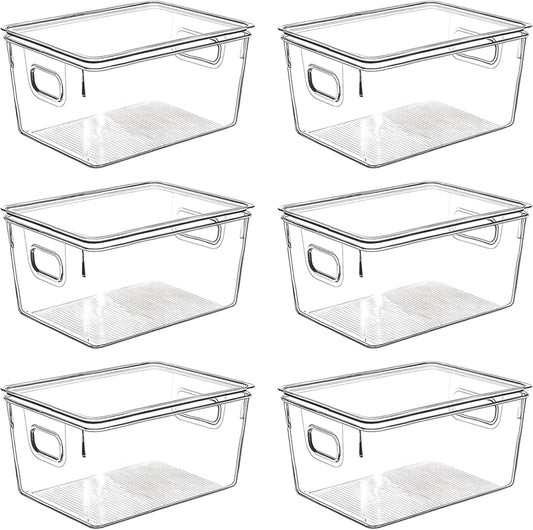 Clear Plastic Storage Bins with Lids, Perfect for Kitchen Organization or Pantry Organization and