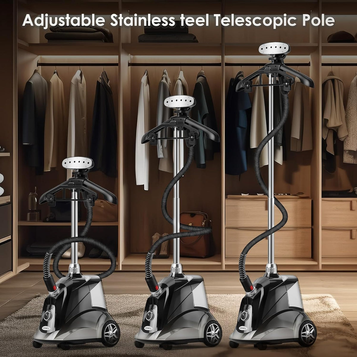 Steamer for Clothes, Jenaely 1500W Standing Garment Steamers, 35s Fast Heat-up, 80 Mins of