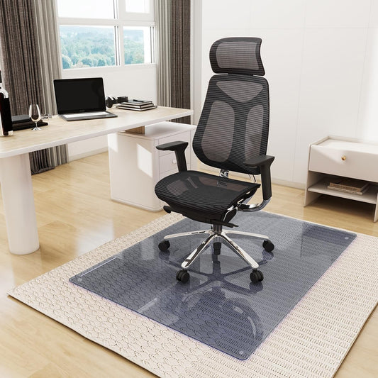 Tempered Glass Floor Mat for Office Chair, 36" x 46" Heavy Duty Hard Office Chair Mat, for Carpeted
