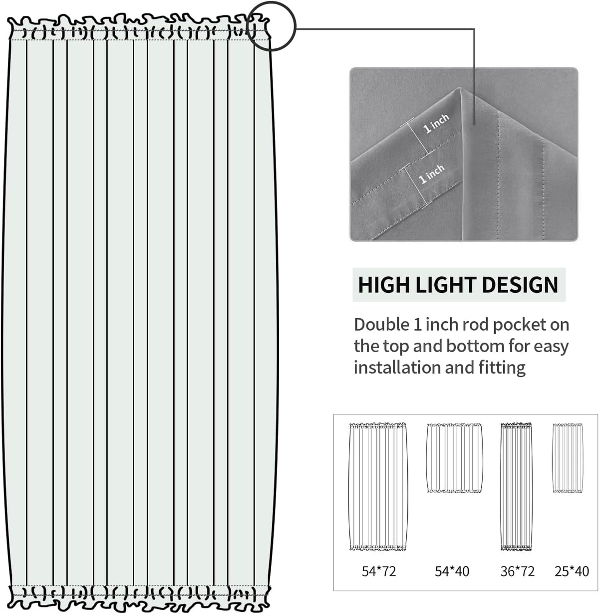 DWCN French Door Curtains – Rod Pocket Thermal Blackout Curtain for Doors with Glass Window