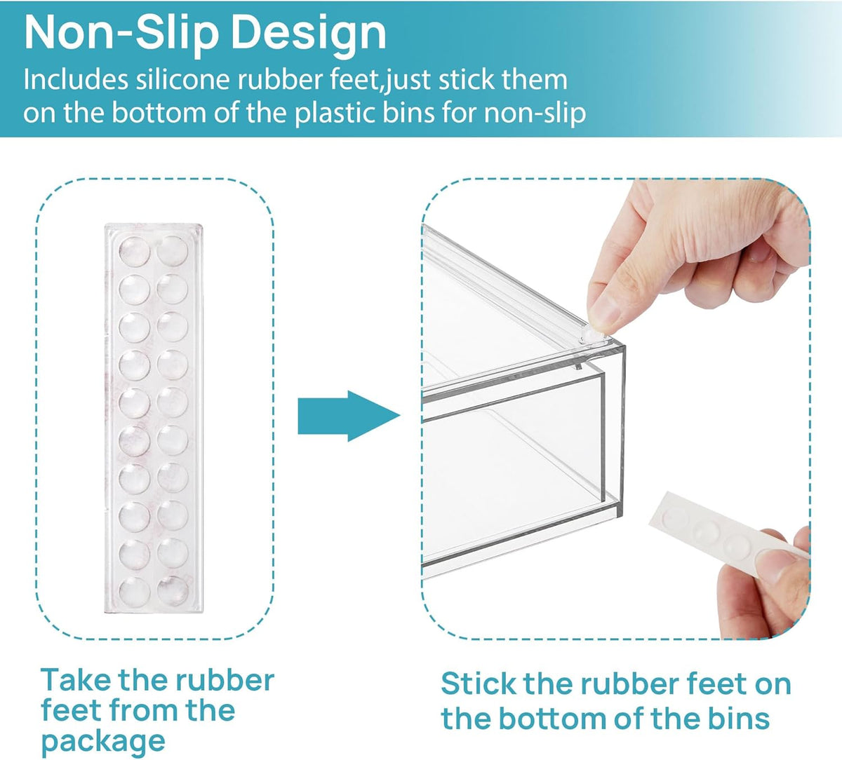 Vtopmart Stackable Storage Drawers Set of 3,Clear Plastic Organizer Bins for Makeup, Cosmetics
