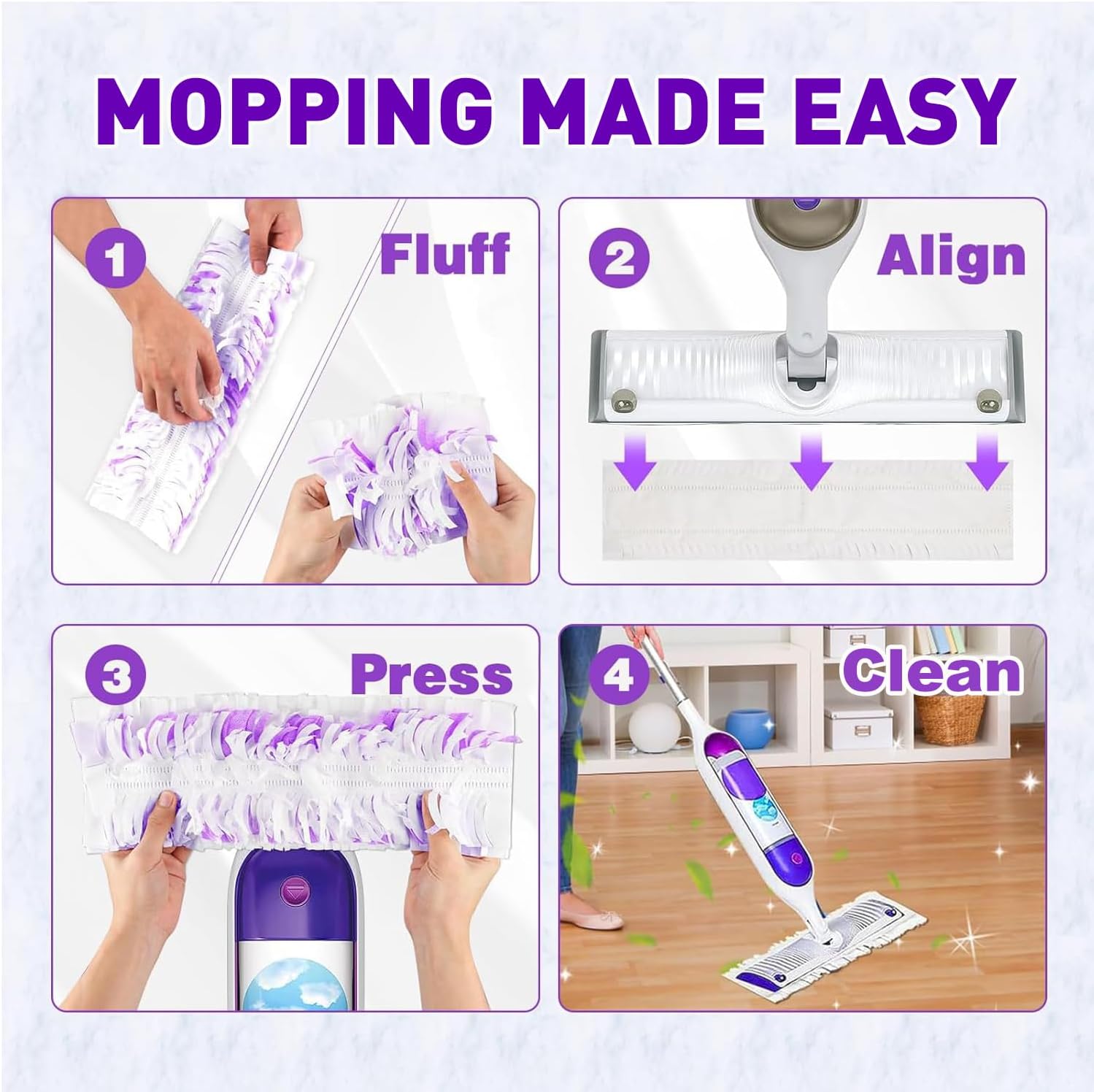 30 Count Power Mop Pads Refills for Swiffer PowerMop Multi-Surface Mopping Pad Disposable