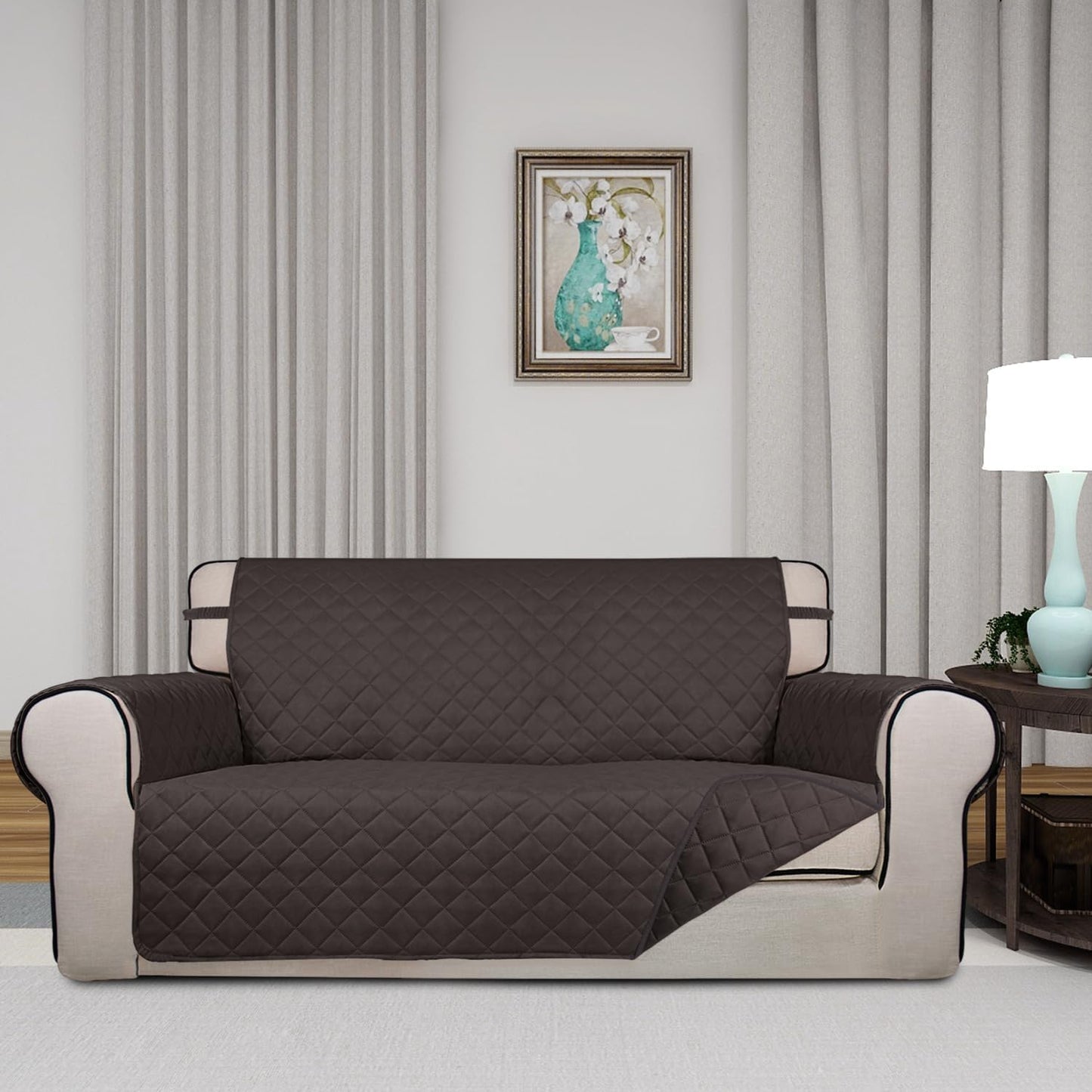 PureFit Reversible Quilted Sofa Cover, Water Resistant Furniture Protector, Washable Couch Cover