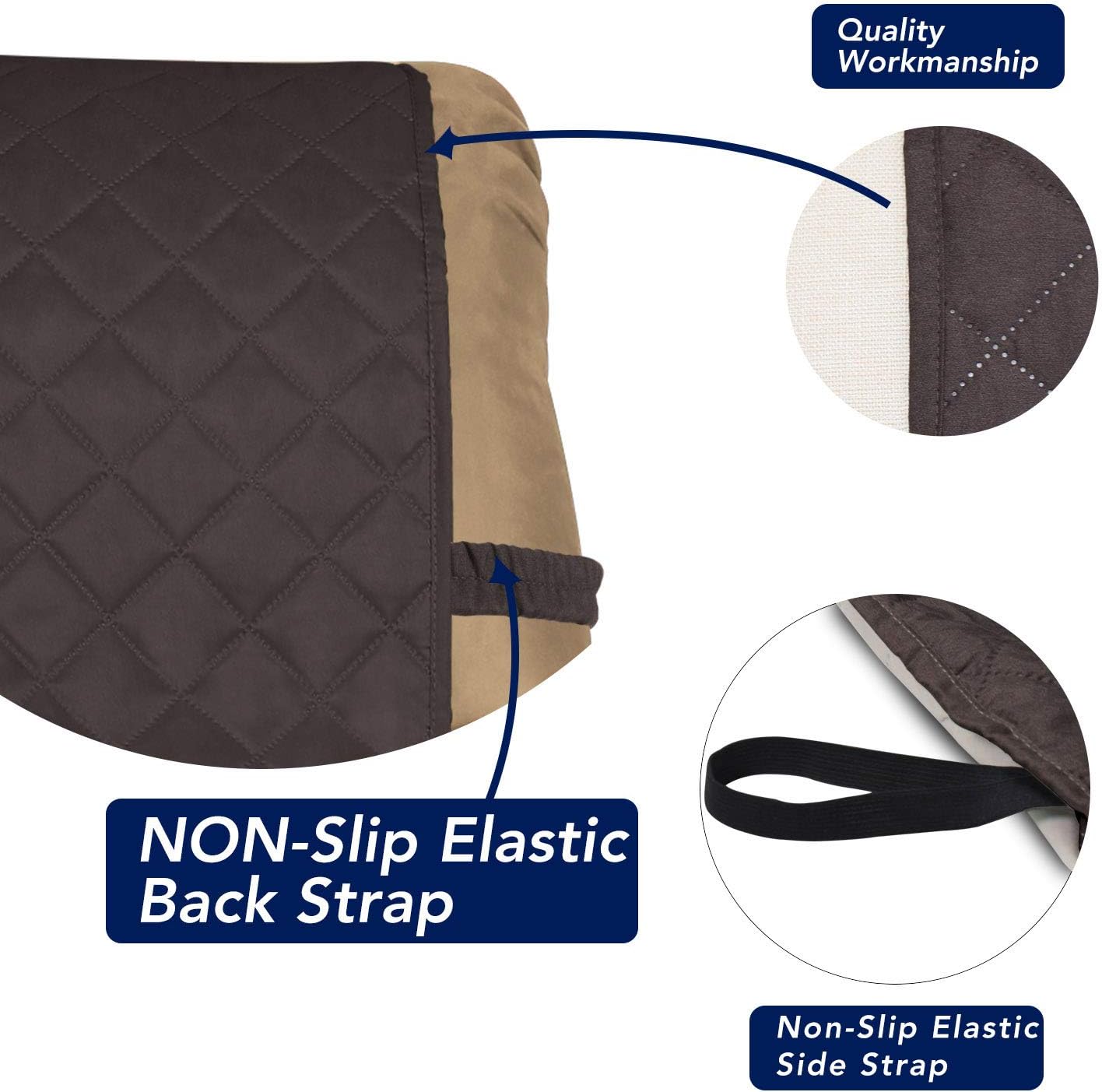 PureFit Reversible Quilted Sofa Cover, Water Resistant Slipcover Furniture Protector, Washable