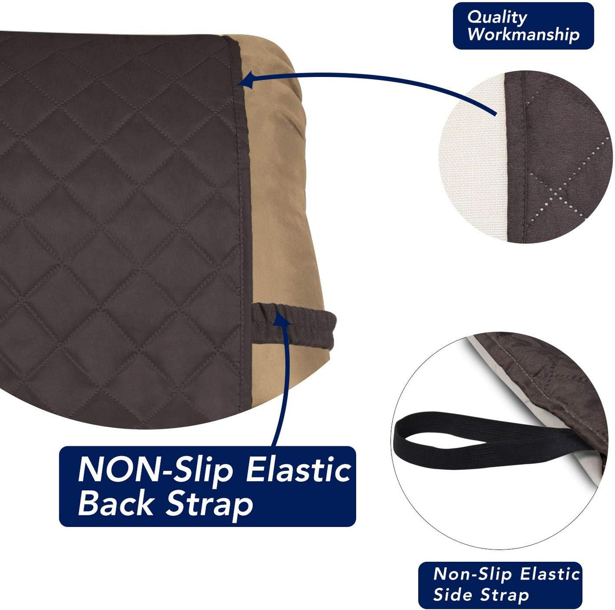 PureFit Reversible Quilted Sofa Cover, Water Resistant Slipcover Furniture Protector, Washable