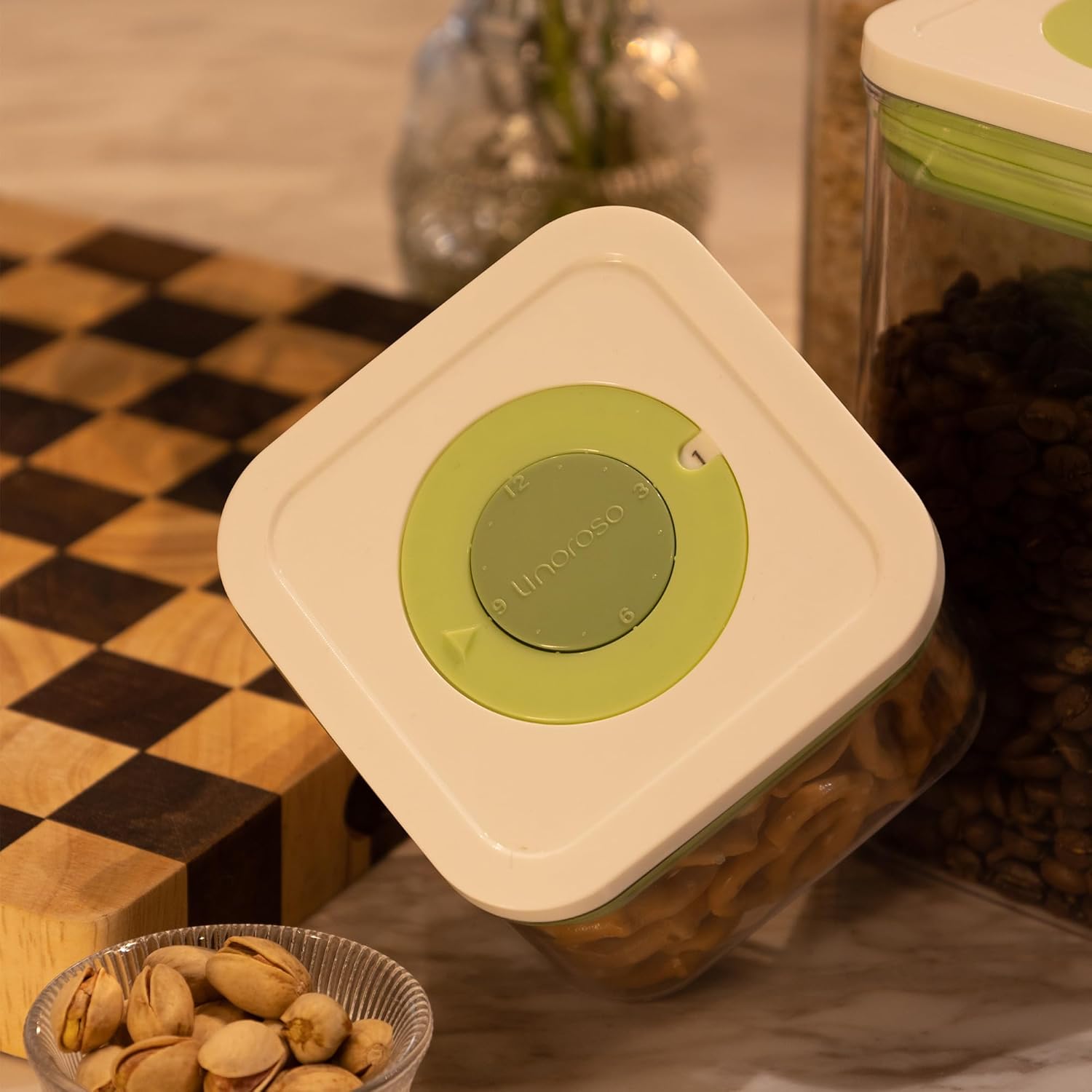 linoroso Pop Airtight Food Storage Containers with Date Recording Lids, Stackable Plastic Storage