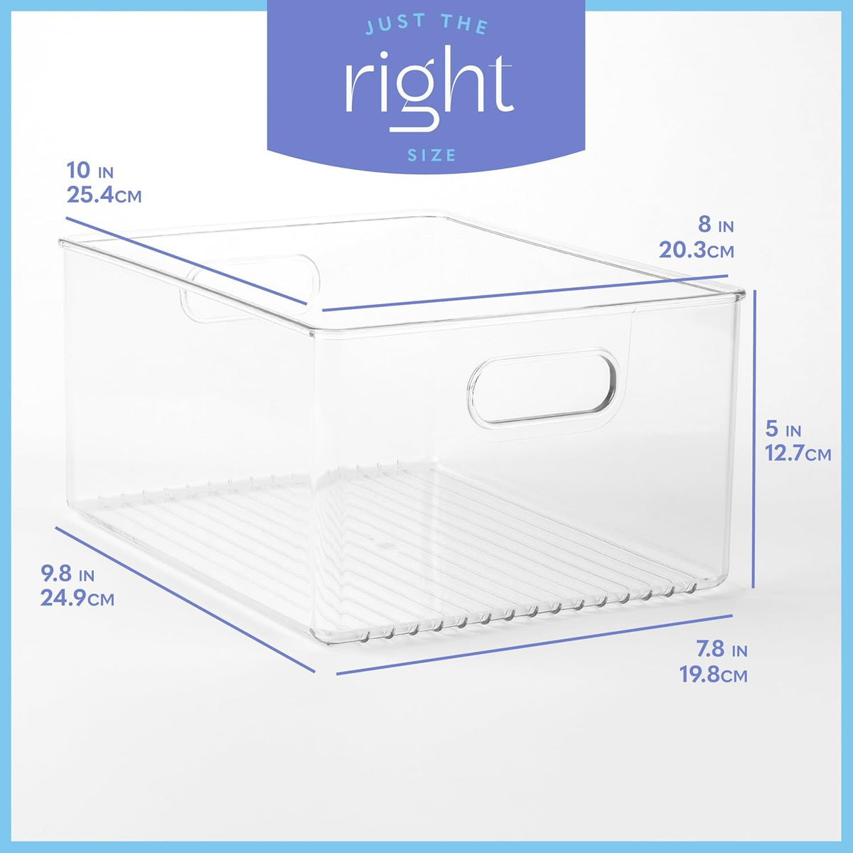 Plastic Food Storage 4 Pack Clear Container Bin with Handles for Organizing Kitchen, Pantry