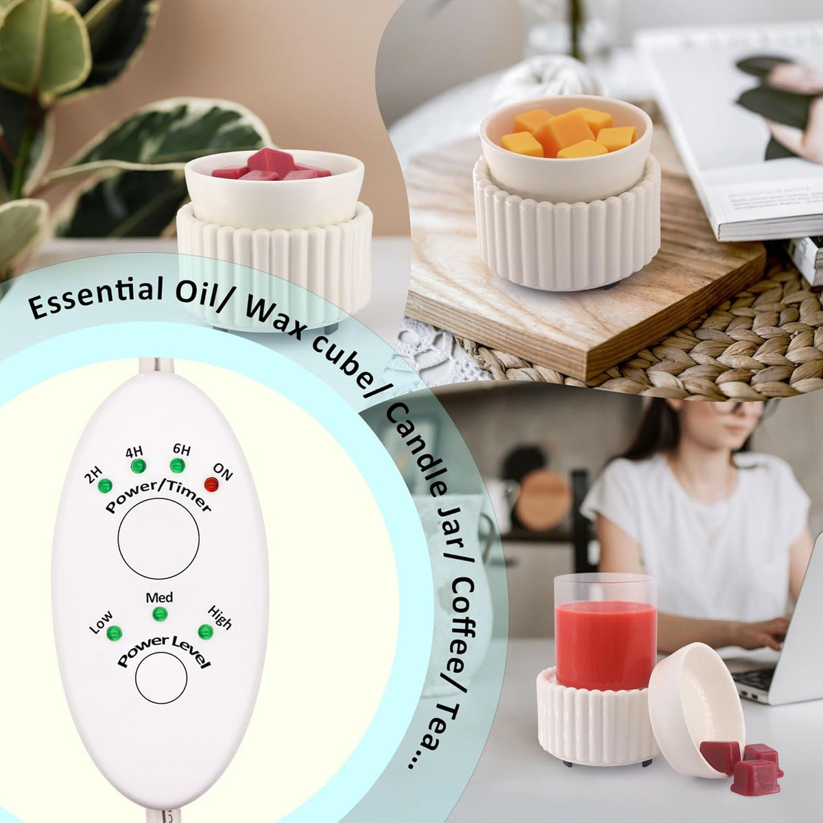 Ceramic Wax Melt Warmer with Timer Candle Warmer for Scented Wax Electric Fragrance Burner for