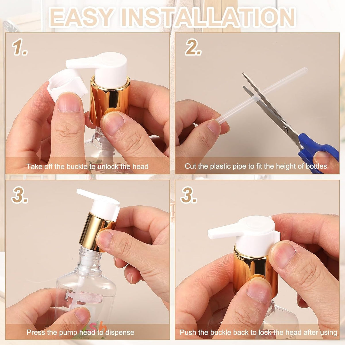 uxcell 4 Pcs Soap Dispenser Pump Heads, Hand Soap Dispensers Top Pumps Replacement Clip-on Pumphead