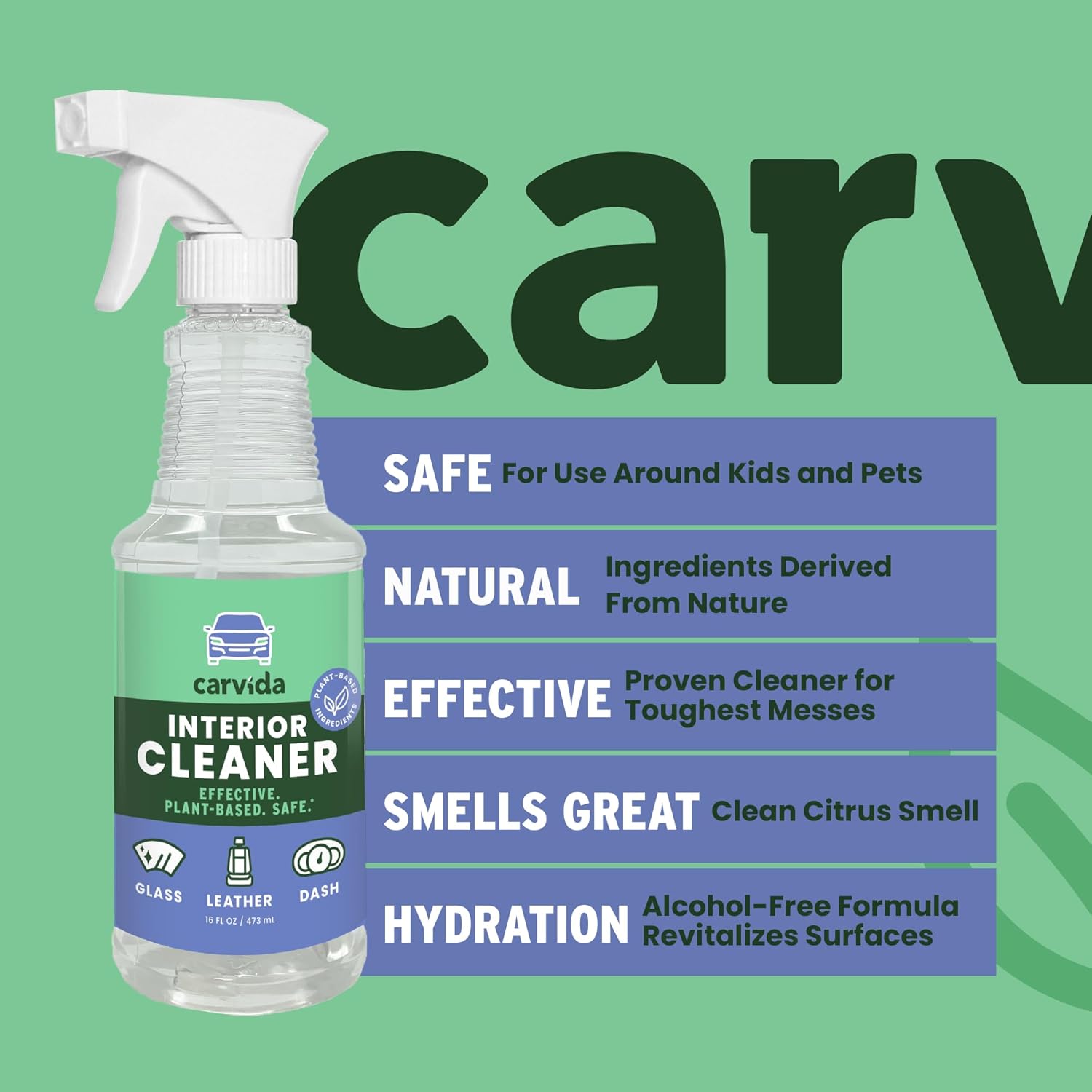 Interior Cleaner, All-Purpose Car Cleaning Spray, Natural Grapefruit Scent, 16oz