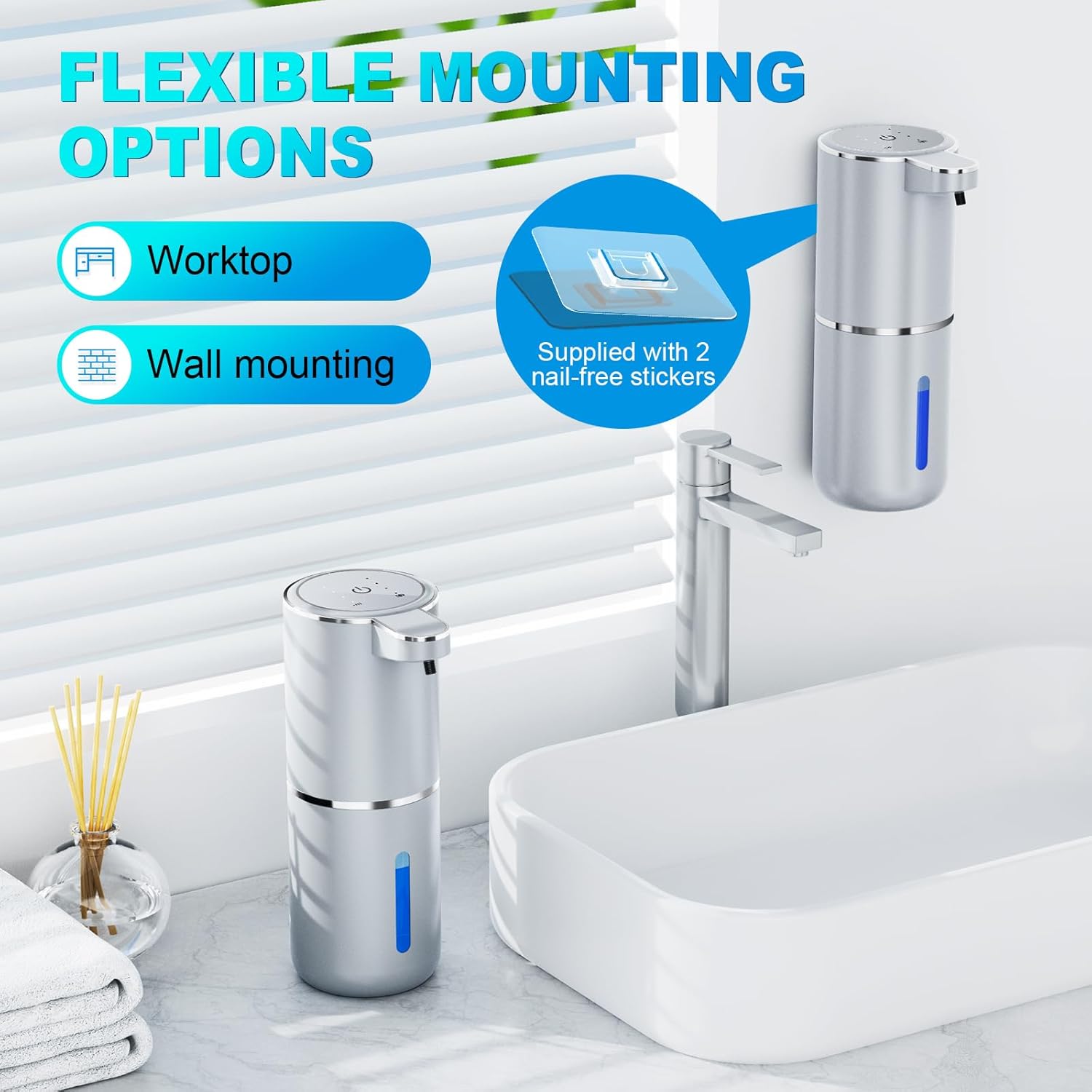 Automatic Foaming Soap Dispenser, 12.8oz/380ml Wall Mount Touchless Soap Dispenser with Sensor
