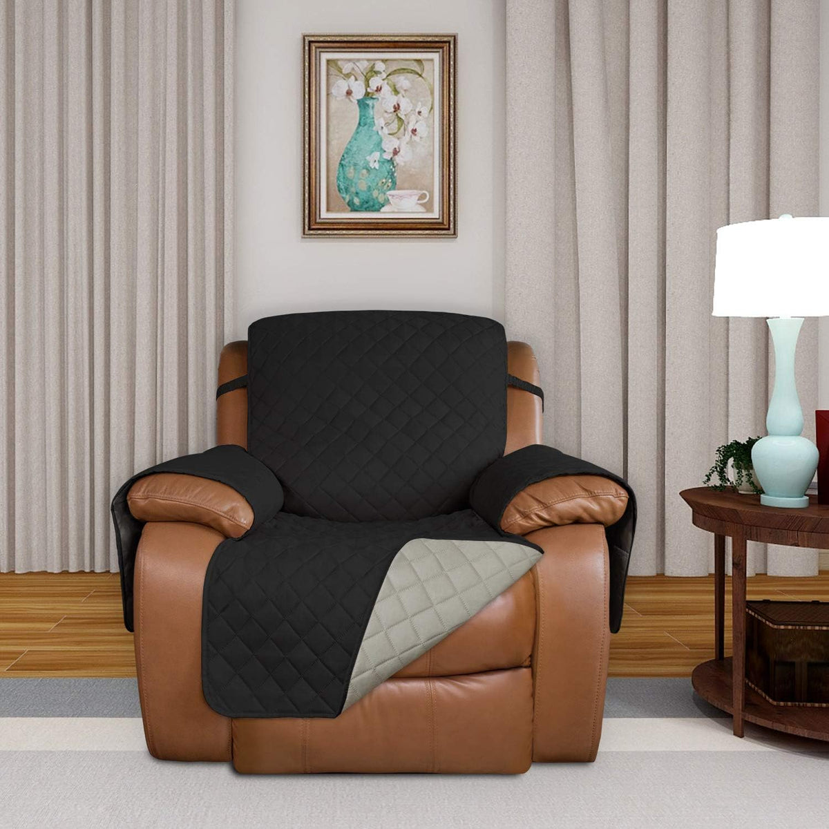 PureFit Reversible Quilted Oversized Recliner Sofa Cover, Water Resistant Furniture Protector