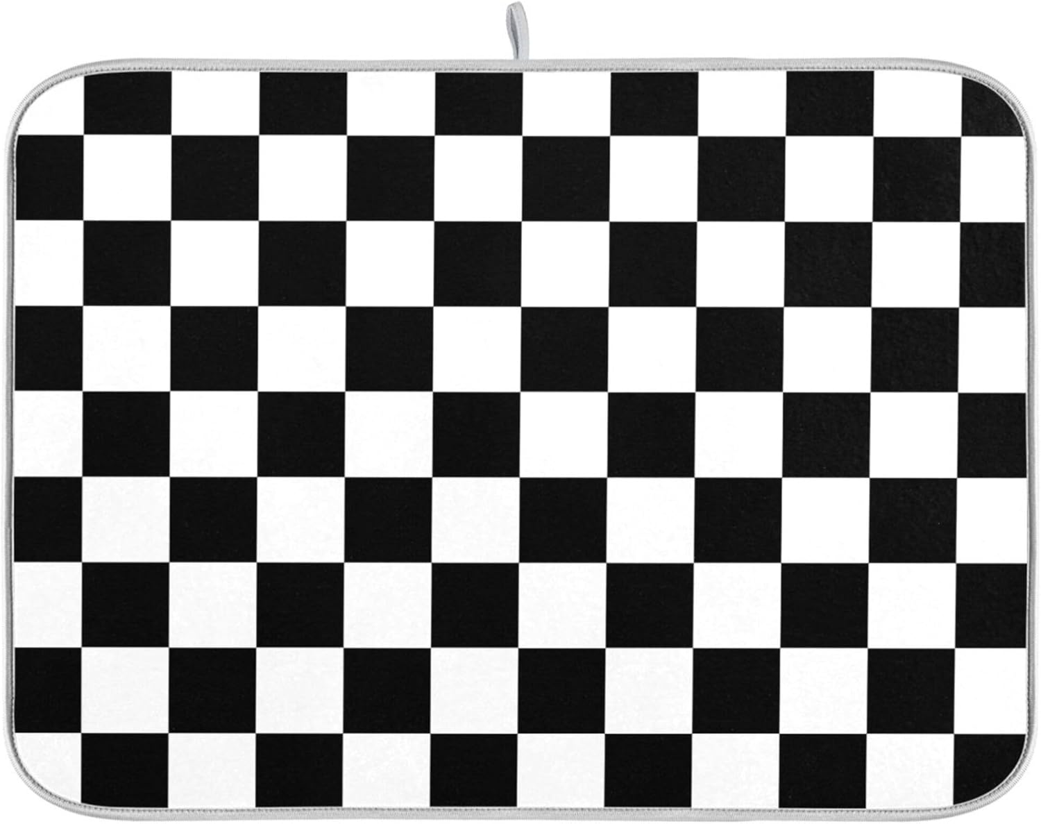 Black White Chessboard Dish Drying Mat for Kitchen Countertop 18x24 Plaid Checkered Rectangle Large