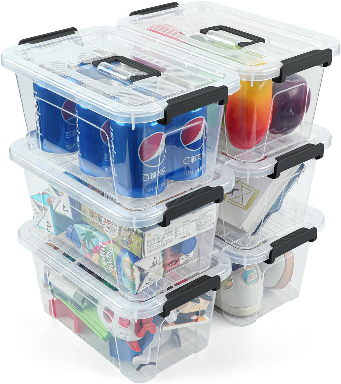 NUMIFUN Plastic Storage Bins with Lids 6 Pack Storage Organizer, 7 Quart Stackable Storage Bins
