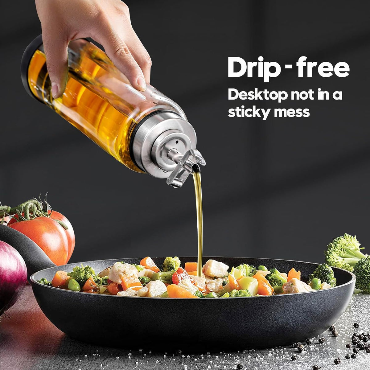 Glass Olive Oil Dispenser Bottle for Kitchen Shatterproof & Leakproof Oil and Vinegar Dispenser Set