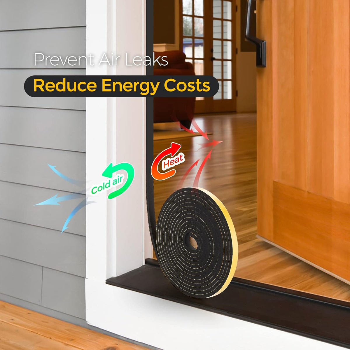 10 Feet Weather Stripping Door Seal, 4" Wide X 1/4" Thick Door Seal Strip High Density Foam Tape
