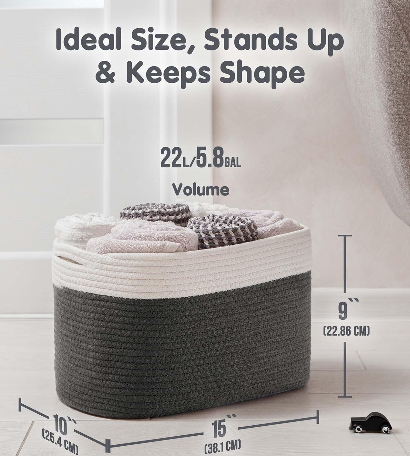 CHAT BLANC Cotton Rope Baskets for Organizing | Storage Baskets for Shelves | Rope Basket for