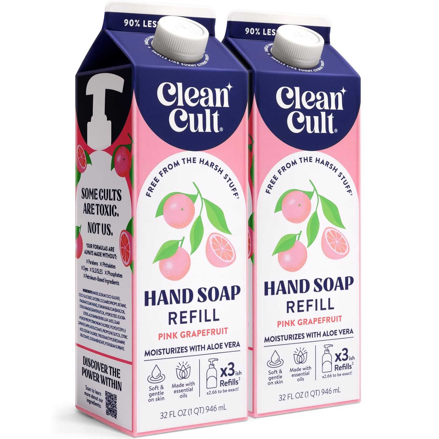 Cleancult Liquid Hand Soap Refill - Pink Grapefruit- Moisturizes Dry & Sensitive Skin - Made with