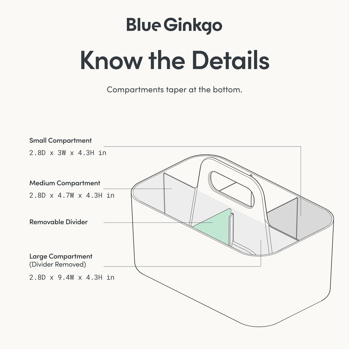 BLUE GINKGO Stackable Organizer Caddy, Rectangle, Green, Made in Korea