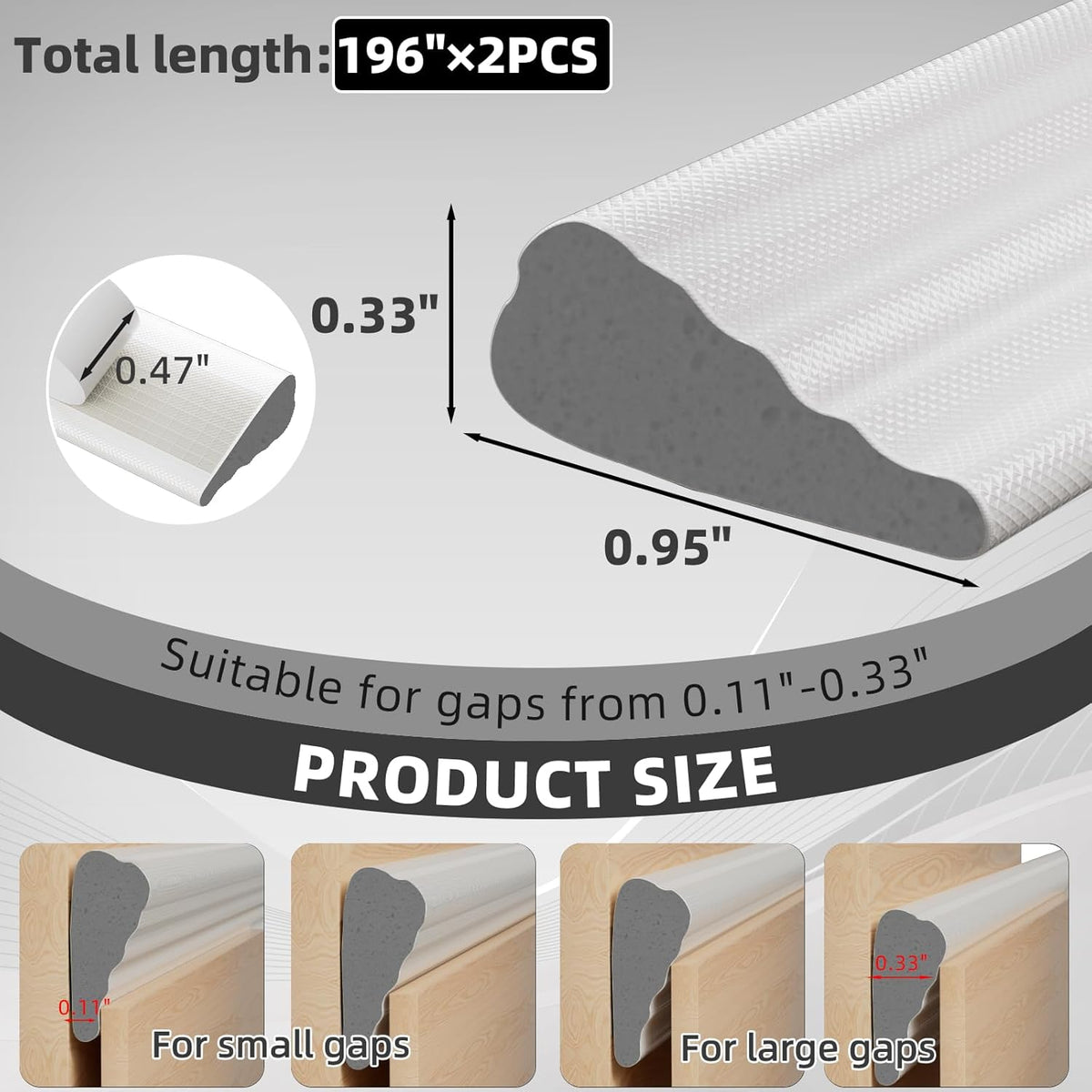 2Pcs×196" Wedge Weather Stripping Door Seal Strip for Door Frame & Window,Self Adhesive Window
