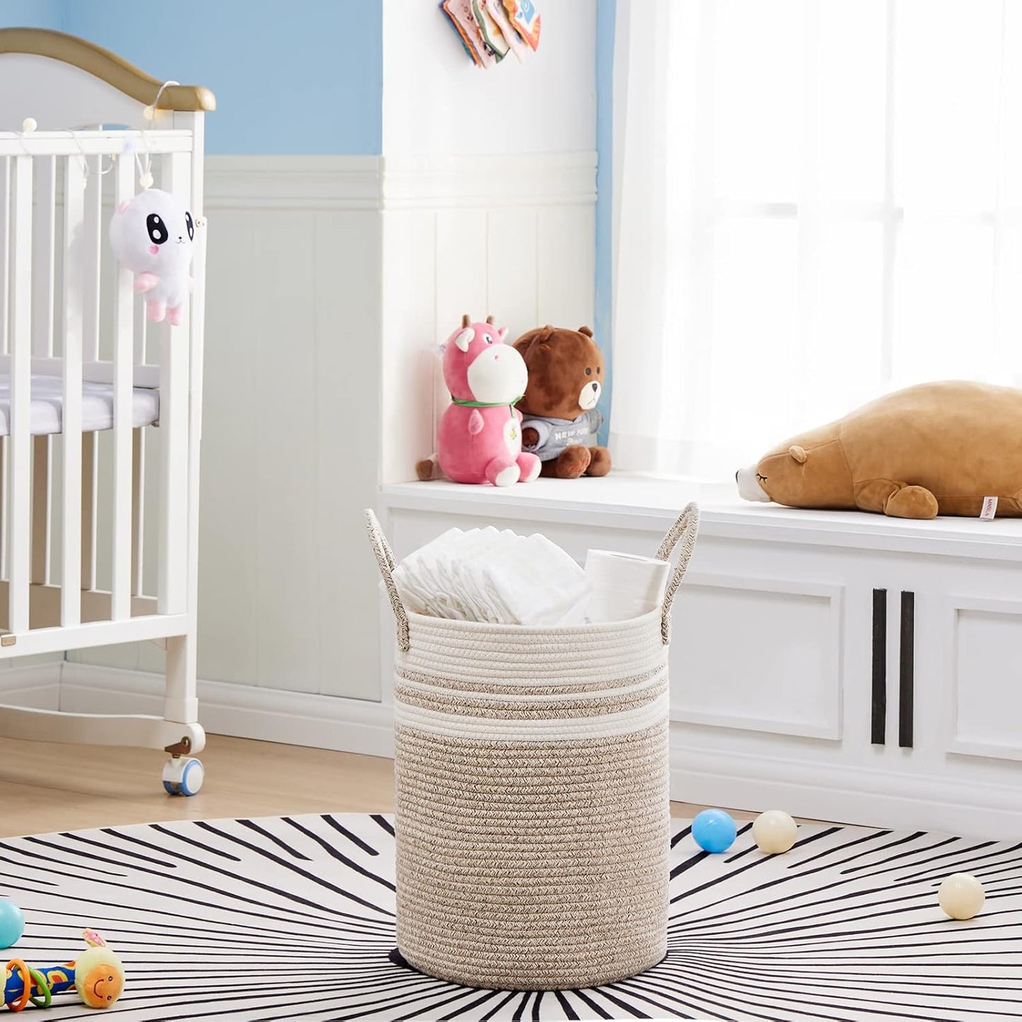 VIPOSCO Tall Laundry Hamper, Woven Rope Storage Basket for Blanket, Toys, Dirty Clothes in Living