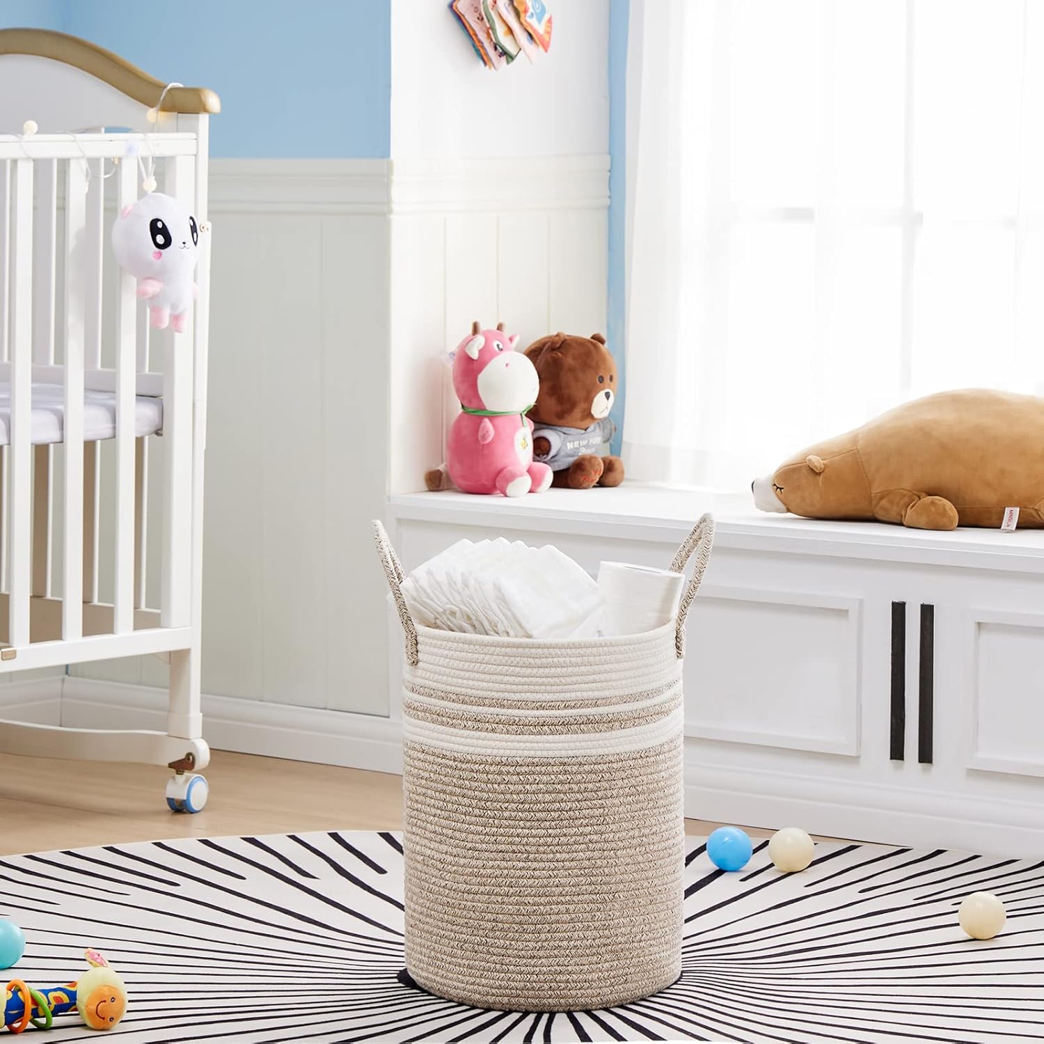 VIPOSCO Tall Laundry Hamper, Woven Rope Storage Basket for Blanket, Toys, Dirty Clothes in Living