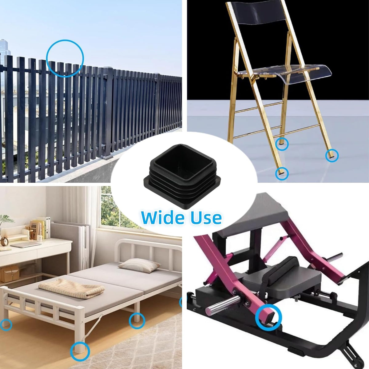 Furnigear Plastic Plugs Tubing End Cap Chair End Caps Outside Bottom Tubing Caps Square Furniture