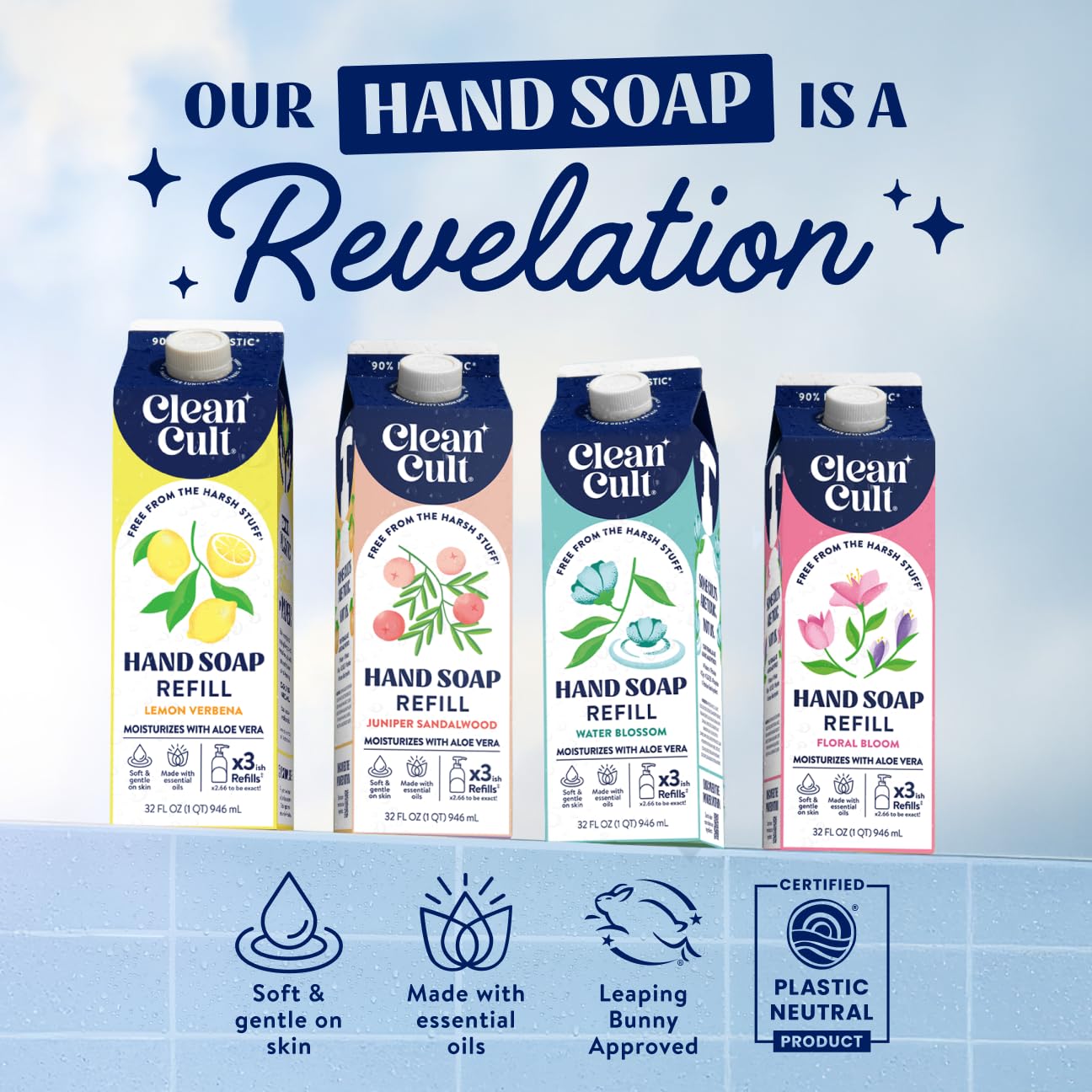 Cleancult Liquid Hand Soap Refill - Juniper Sandalwood - Gentle On Sensitive Skin - Made with Aloe