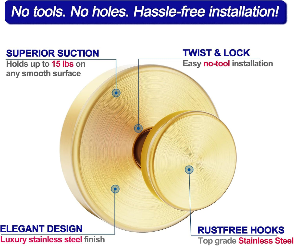 Suction Cup Hooks for Shower, Towel Hooks for Bathroom Window Glass, Bath Robe Looafh Hook for