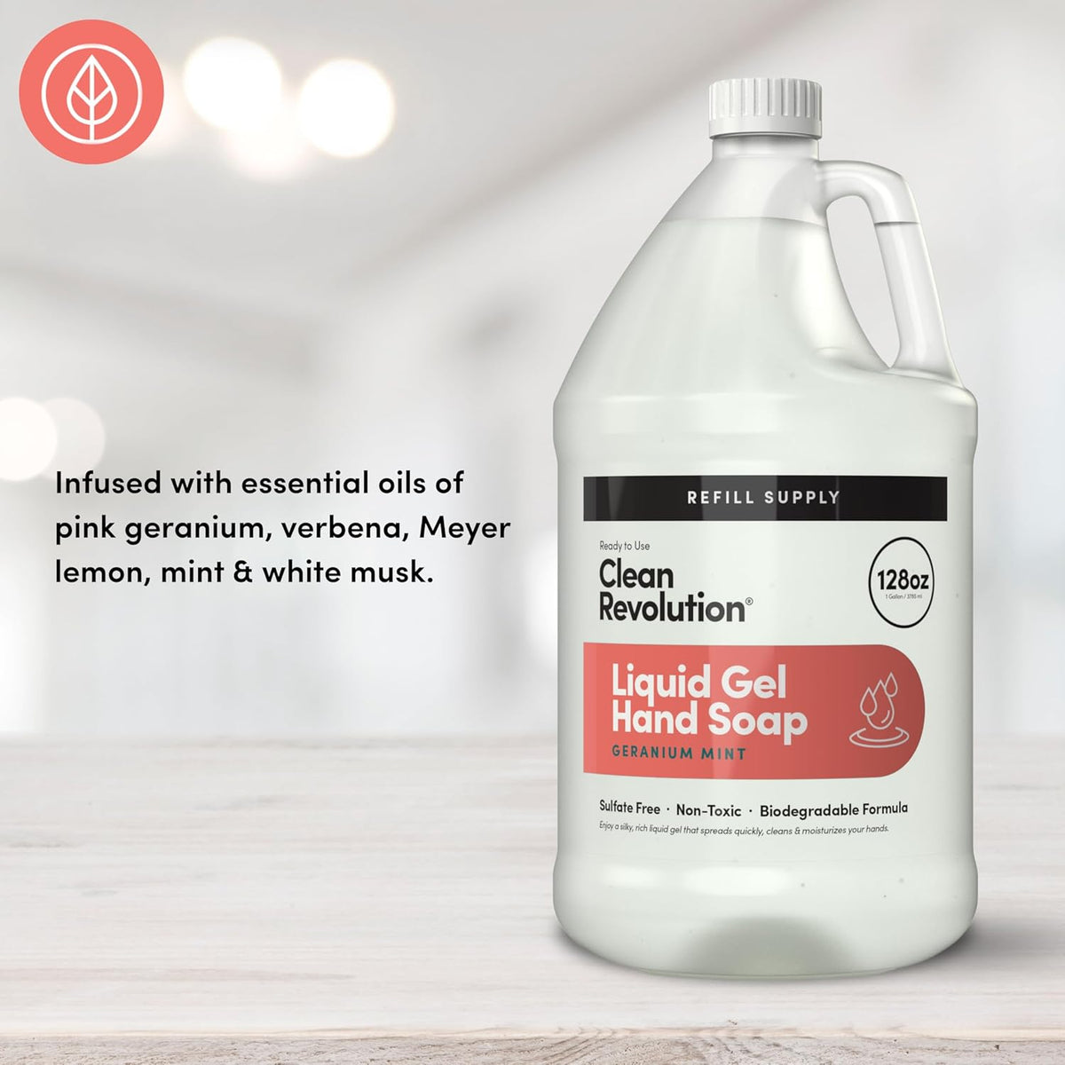Clean Revolution Liquid Gel Hand Soap, Silky Rich Liquid, Quick Lather, Fast Rinsing, Contains Real