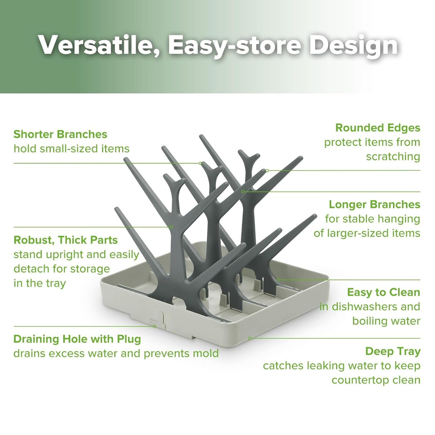 haakaa Baby Bottle Drying Rack, Space Saving Bottle Drying Tree for Bottles/Pump Parts/Pacifiers
