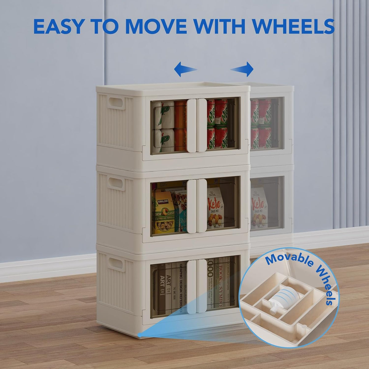FLEXIMOUNTS 75 QT Stackable Storage Bins With Lids, Collapsible Plastic Storage Bins, Closet