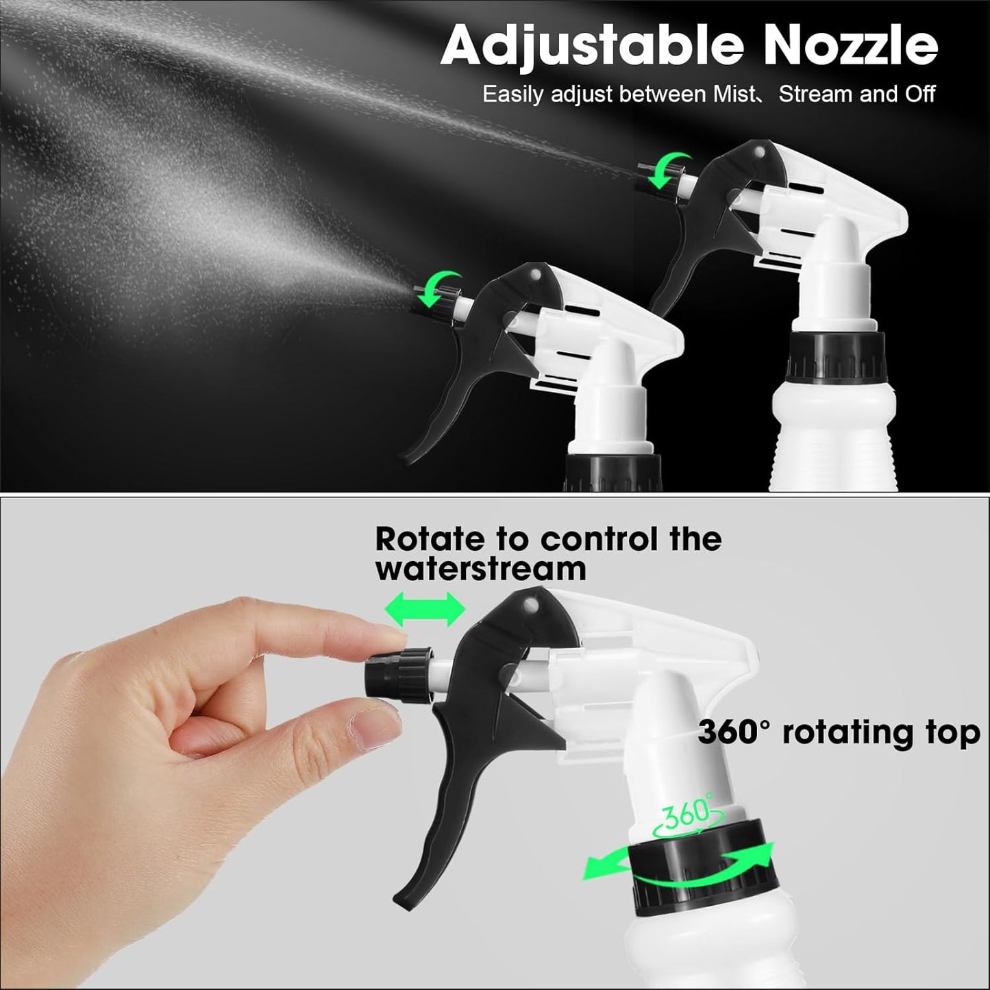 Eccliy 12 Pcs 16 Oz Plastic Spray Bottle, Adjustable Empty Reusable Sprayer for Cleaning, Planting