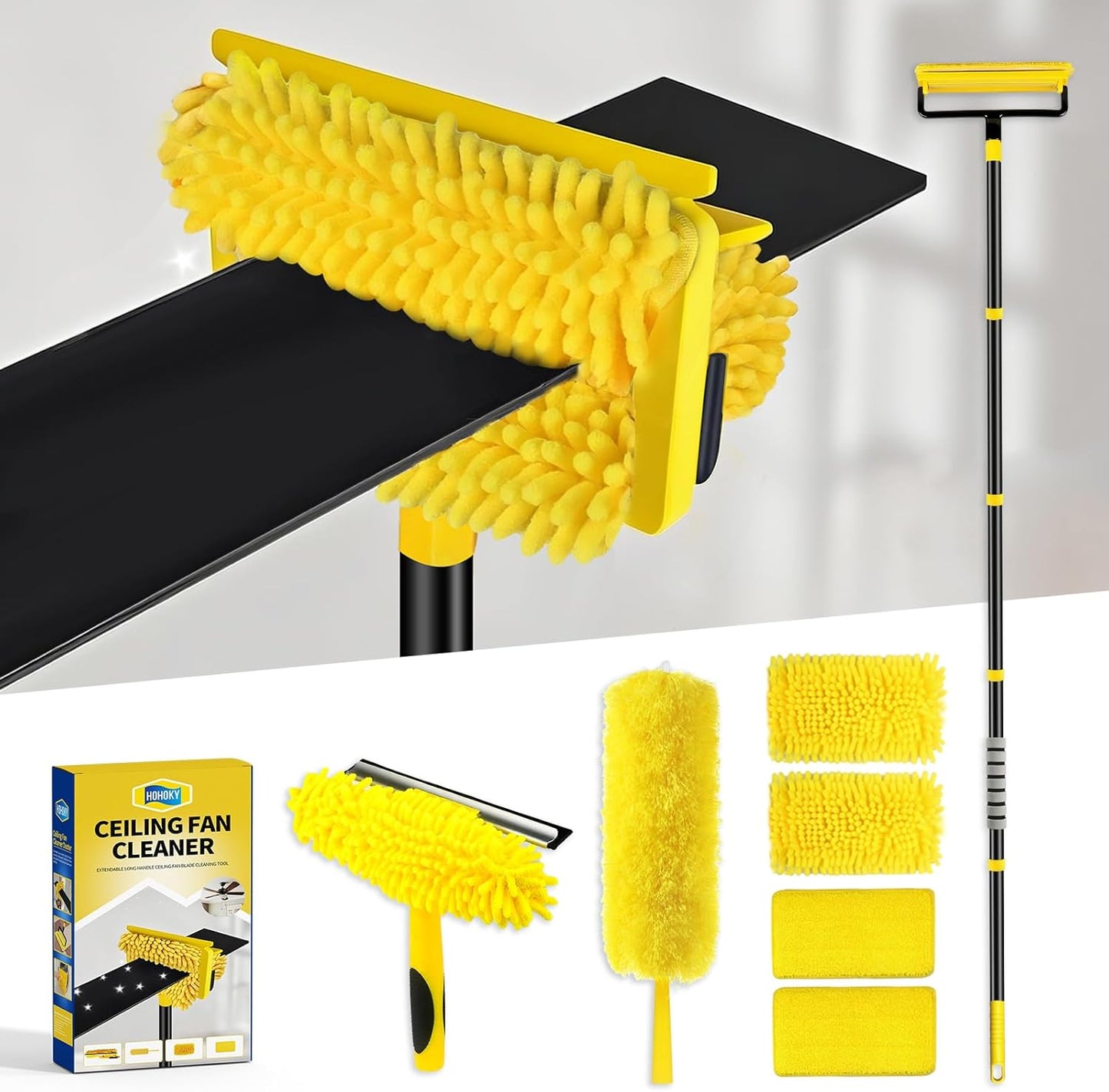 High Ceiling Fan Cleaner Duster for Fans Blades Cleaner with 78.7in Extension Pole Extra Long