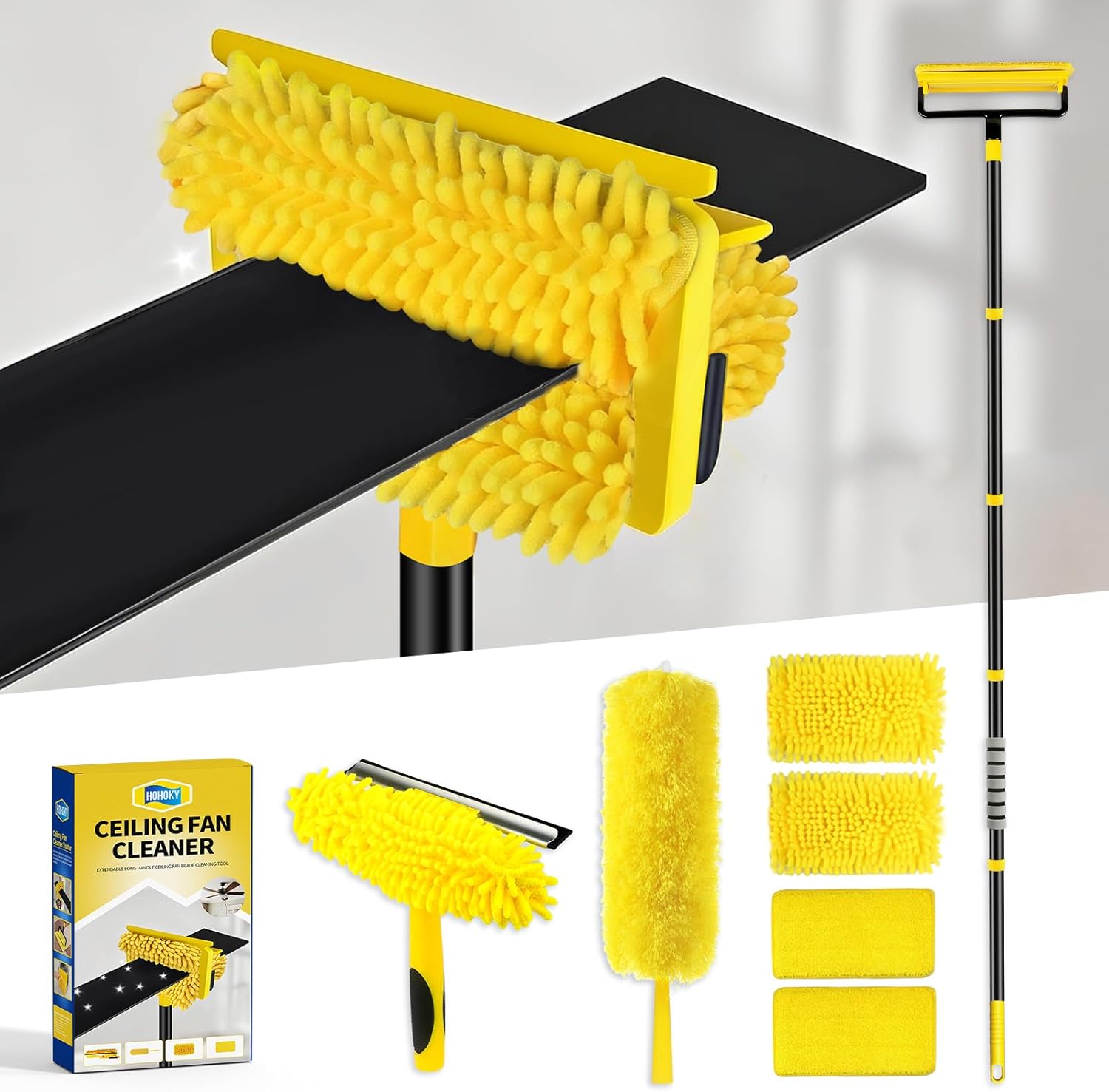 High Ceiling Fan Cleaner Duster for Fans Blades Cleaner with 78.7in Extension Pole Extra Long