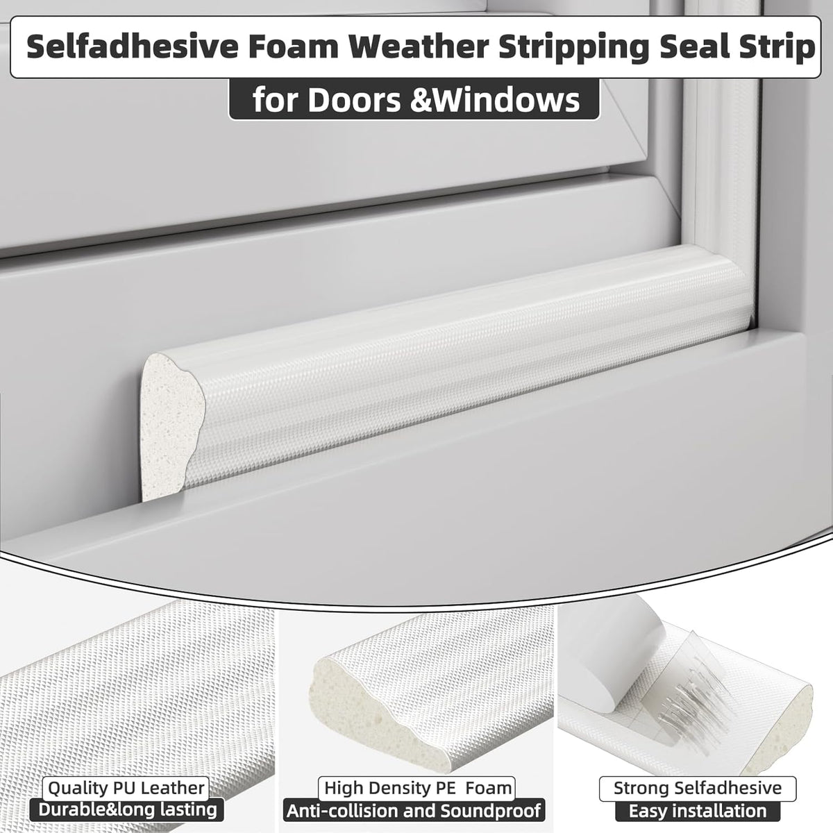 9.8 Ft Weather Stripping Seal Strip for Doors/Windows,Soundproofing Window Insulation Draft Stopper