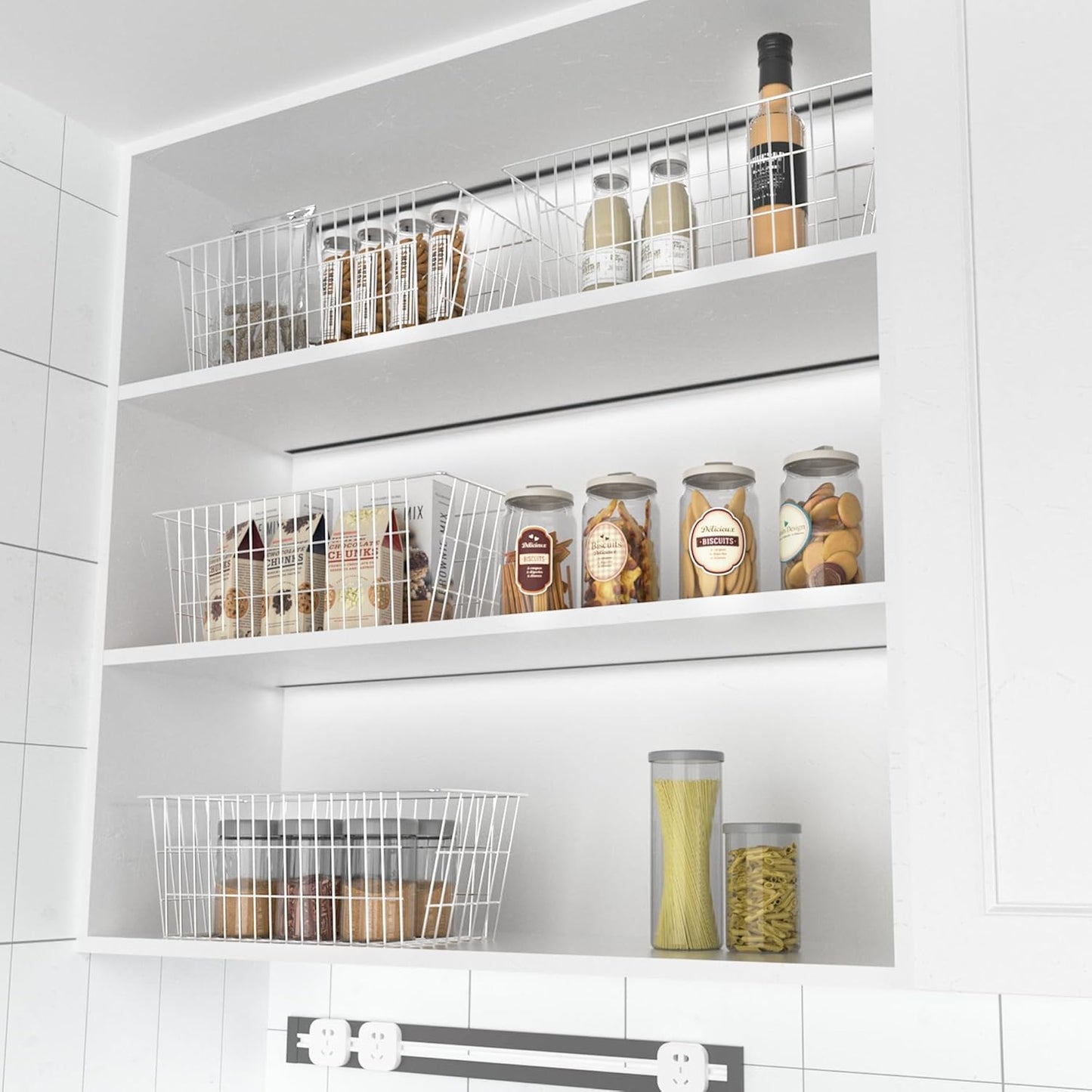 SANNO 15.7in Freezer Baskets Bins - Freezer Storage Containers Organizer for Office, Bathroom