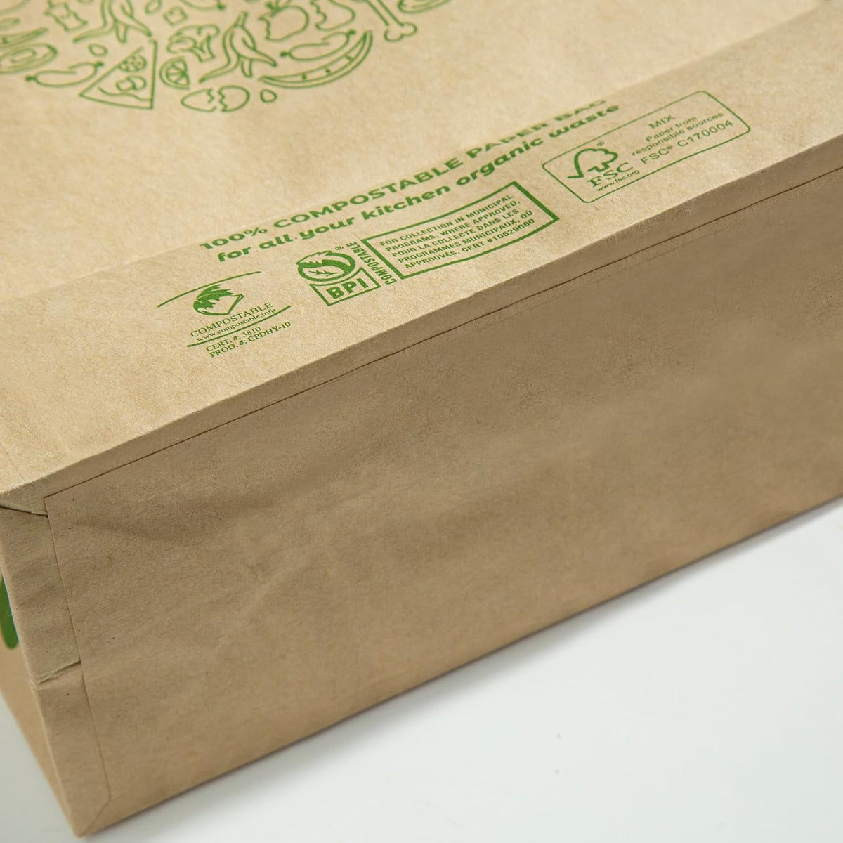 Hytrend-Kitchen Food Waste Bag-35 Bags-%100 Compostable paper Bag - Leak Resistant Liner - Plastic