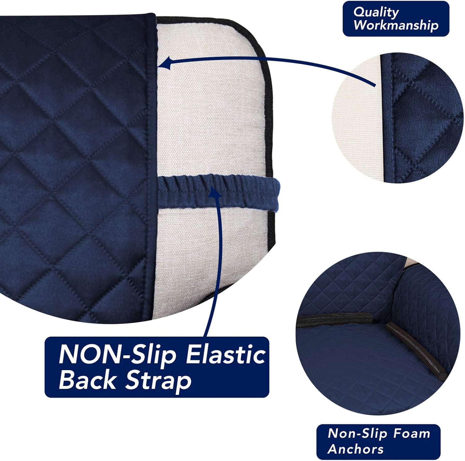 PureFit Reversible Quilted Sofa Cover, Water Resistant Slipcover Furniture Protector, Washable