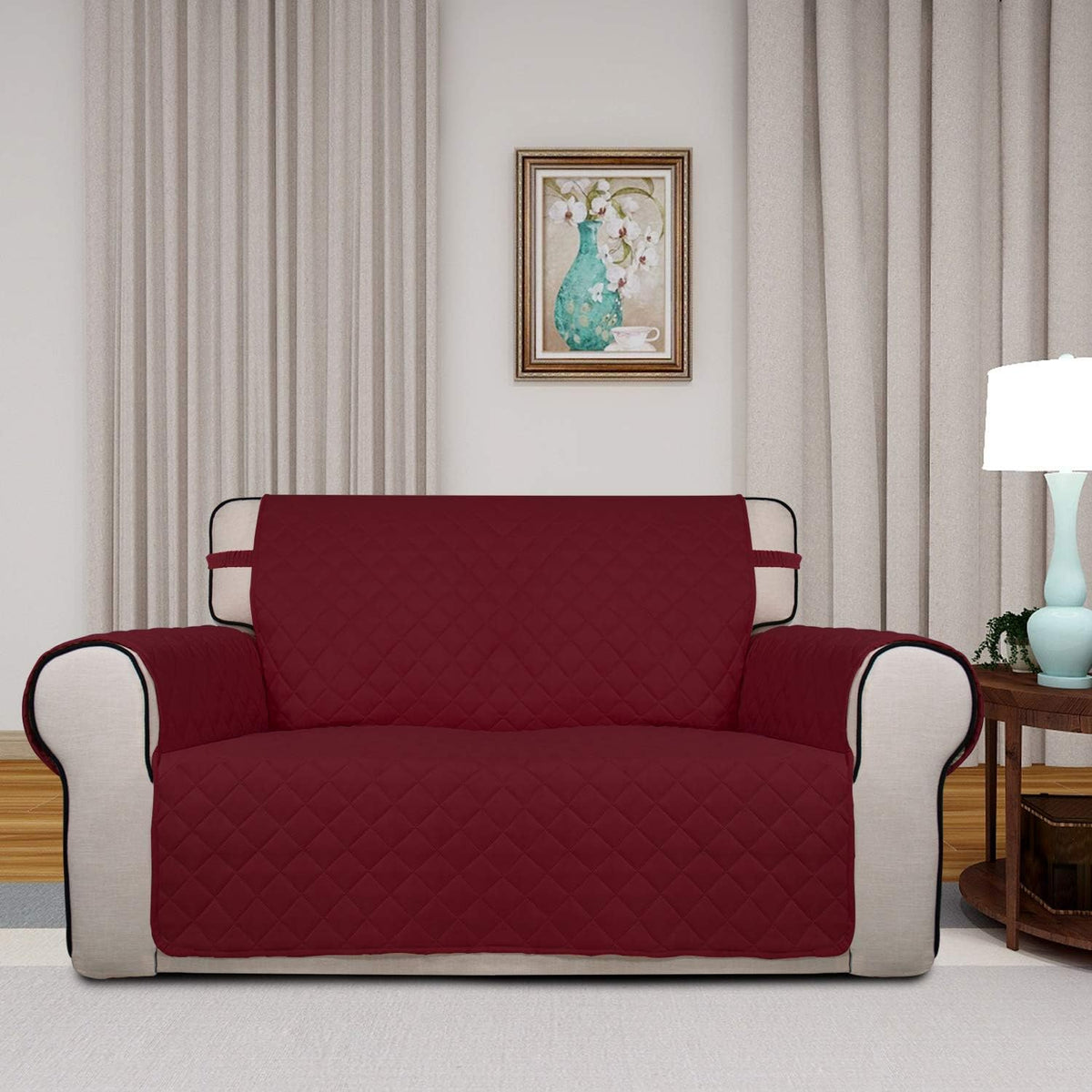 PureFit Reversible Quilted Sofa Cover, Water Resistant Slipcover Furniture Protector, Washable