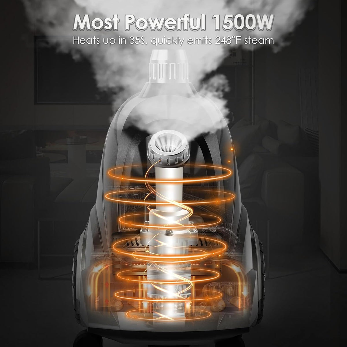 Steamer for Clothes, Jenaely 1500W Standing Garment Steamers, 35s Fast Heat-up, 80 Mins of