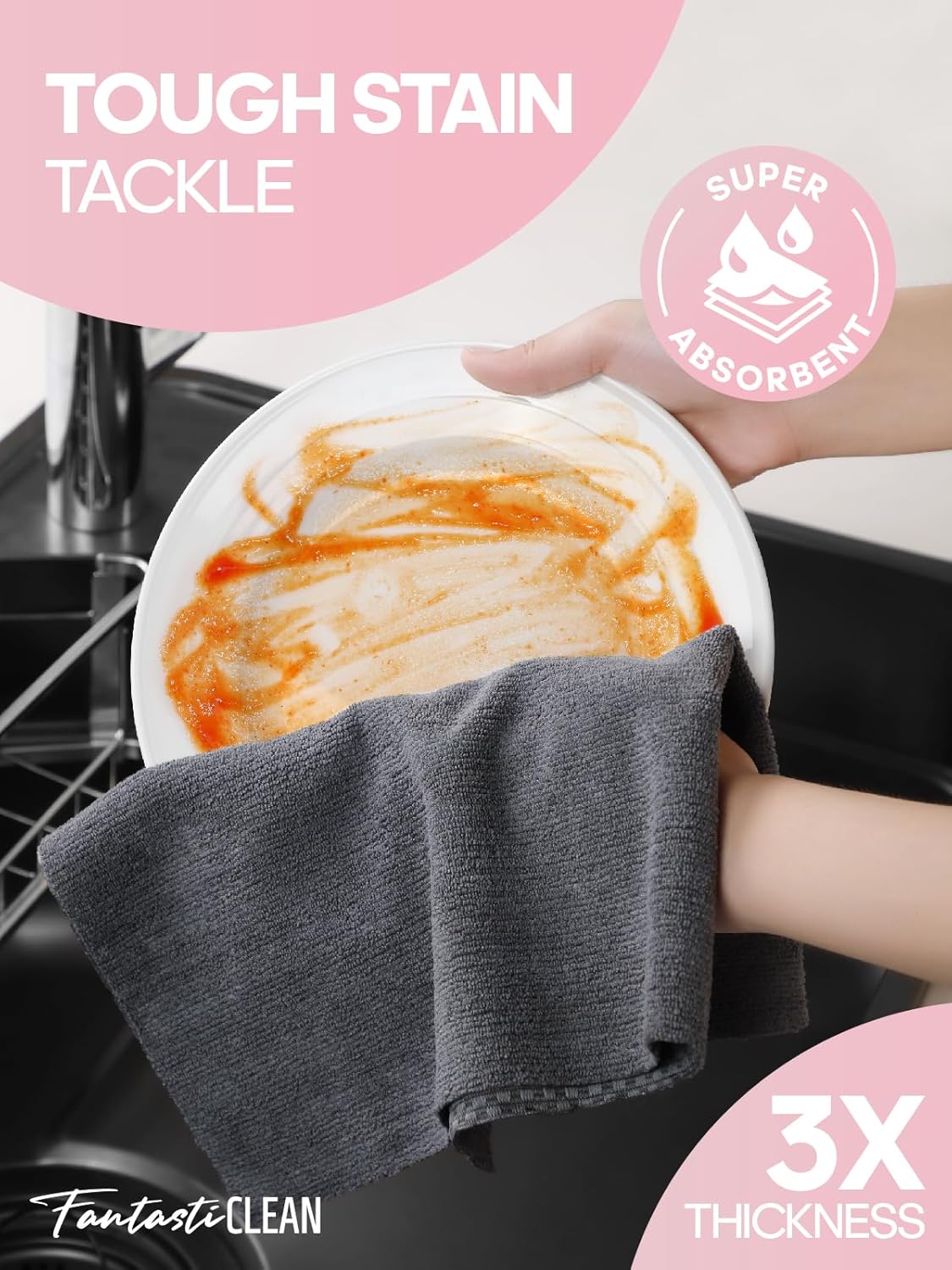 Fantasticlean Large Tear-Away Microfiber Cleaning Cloth Roll - 18'' by 12'', 36 Sheets, Thick Dish