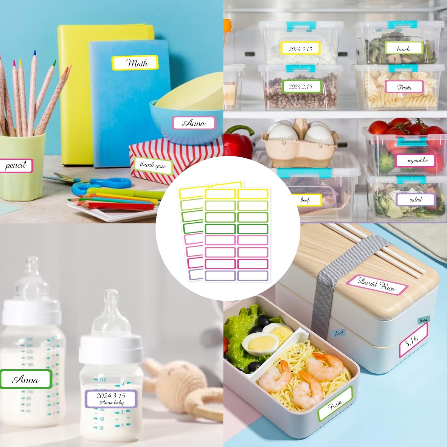STARLIBOO Removable Labels, Removable Colored Labels Stickers,1x3 Inch Rectangular Stickers