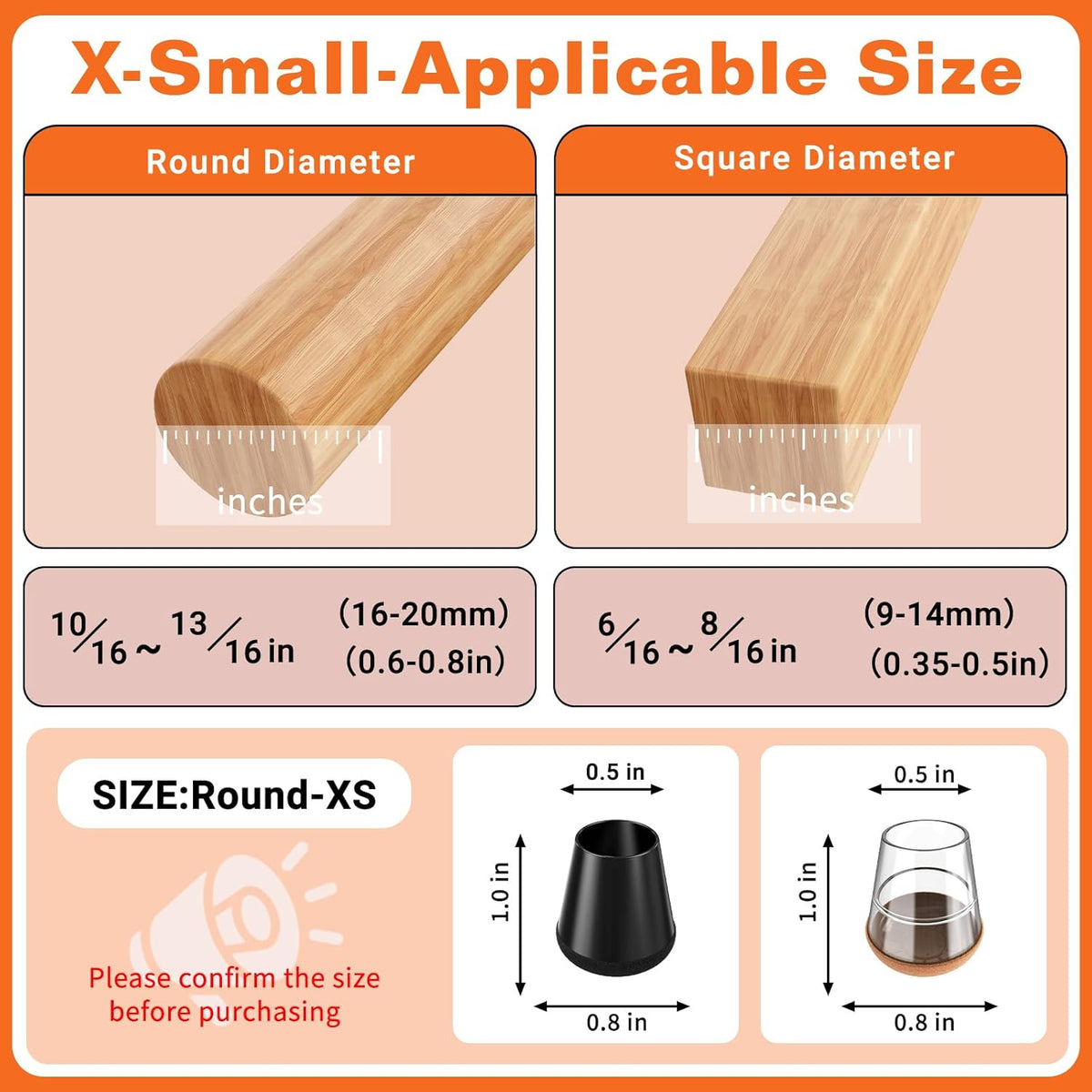 Chair Leg Floor Protectors Extra Small 16 Pcs,Silicone Chair Leg Protectors for Hardwood