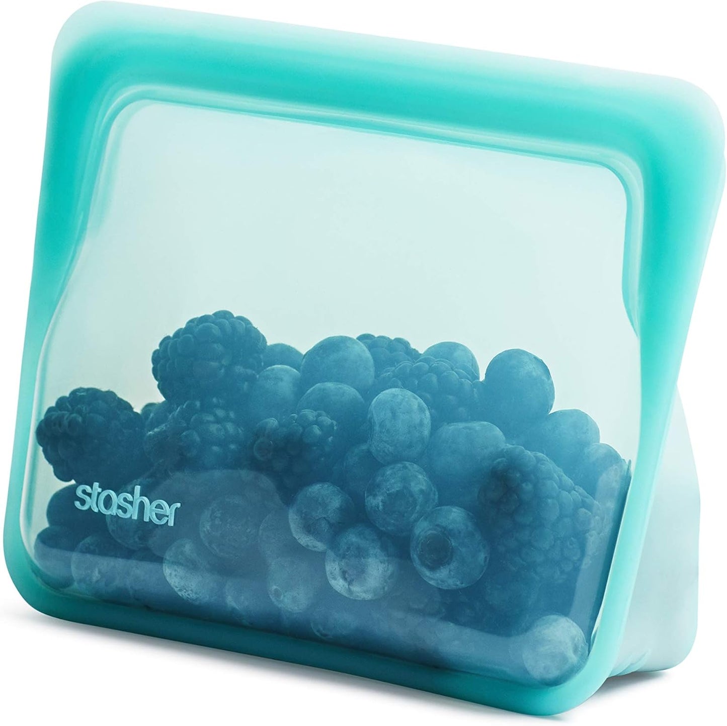 Stasher Premium Silicone Reusable Food Storage Stand-Up Mini Bag, Aqua, Microwave, Sous Vide