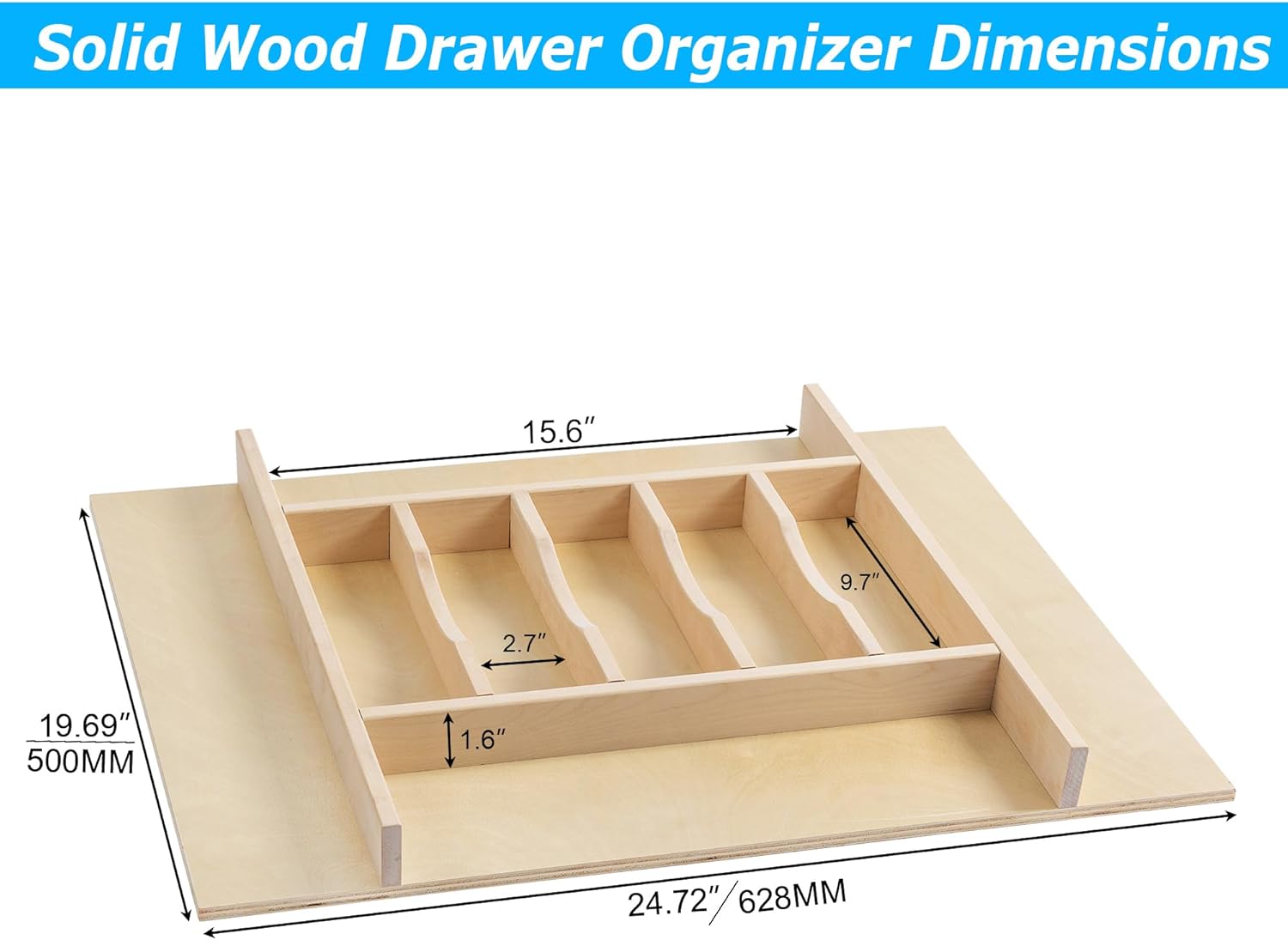 WelFurGeer Premium Wooden Silverware Organizer for Kitchen Drawers, Utensil Tray for Kitchen
