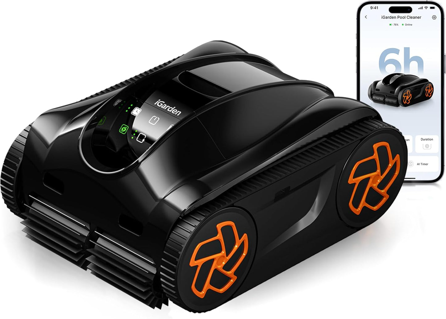 (2025 Upgrade) iGarden Pool Cleaner K60, 6H Cordless Robotic Pool Vacuum for Inground & Above