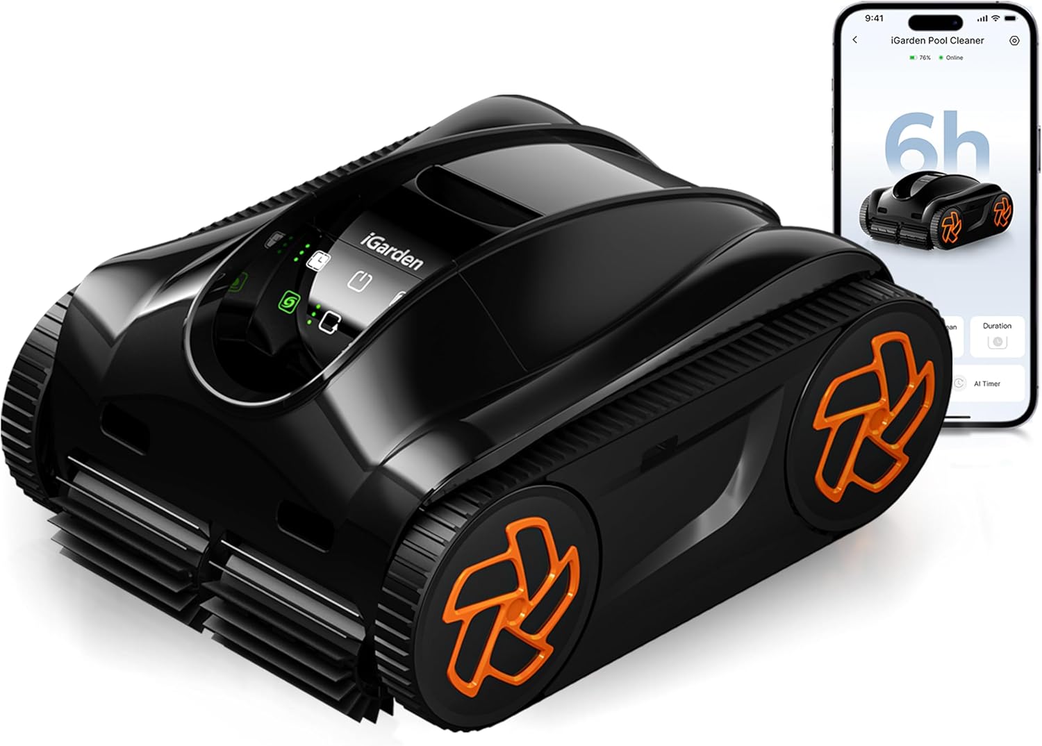 (2025 Upgrade) iGarden Pool Cleaner K60, 6H Cordless Robotic Pool Vacuum for Inground & Above