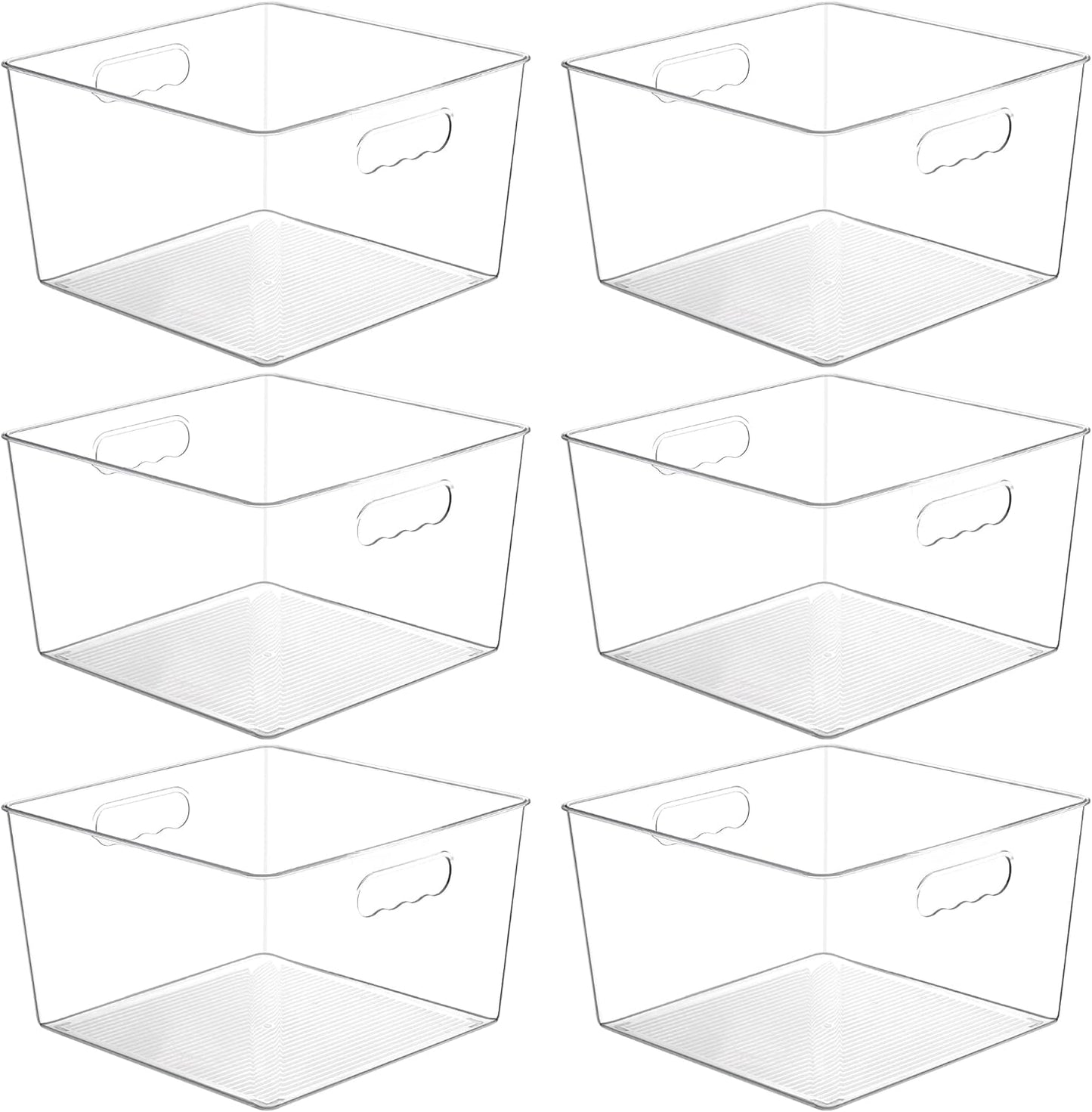 Vtopmart 6 Pack Extra Large Clear Plastic Storage Bins,11x11 Cube Acrylic Organizer Square